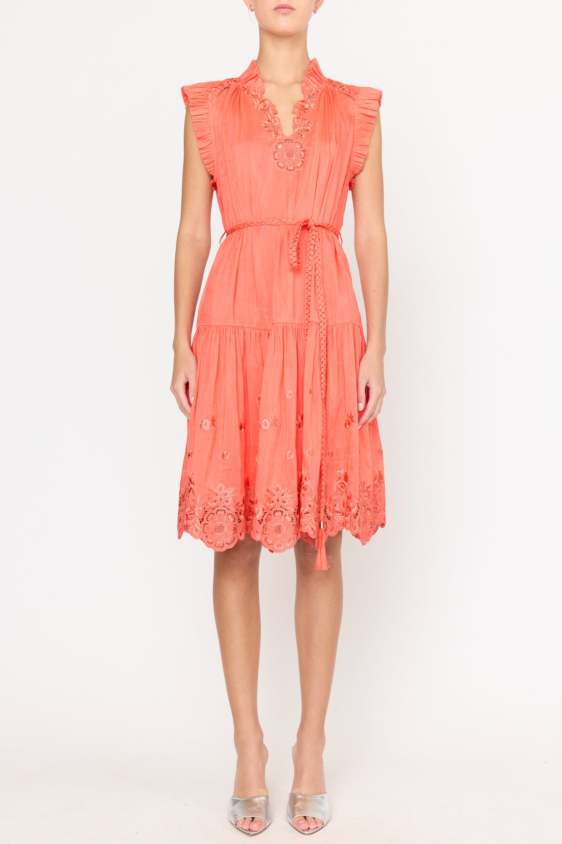 Bardot Dress - Coral