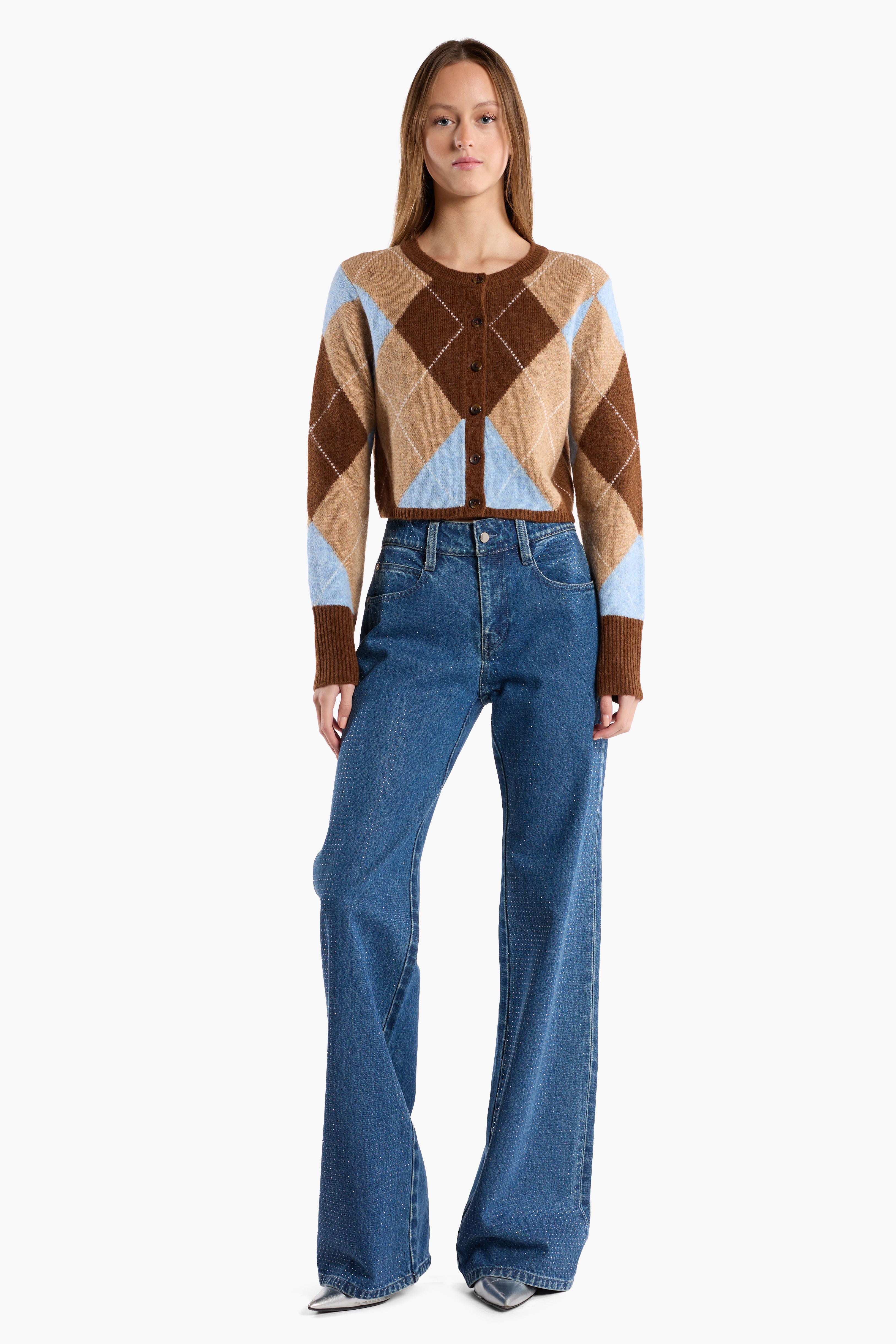 Goldie Cardigan - Argyle Blue