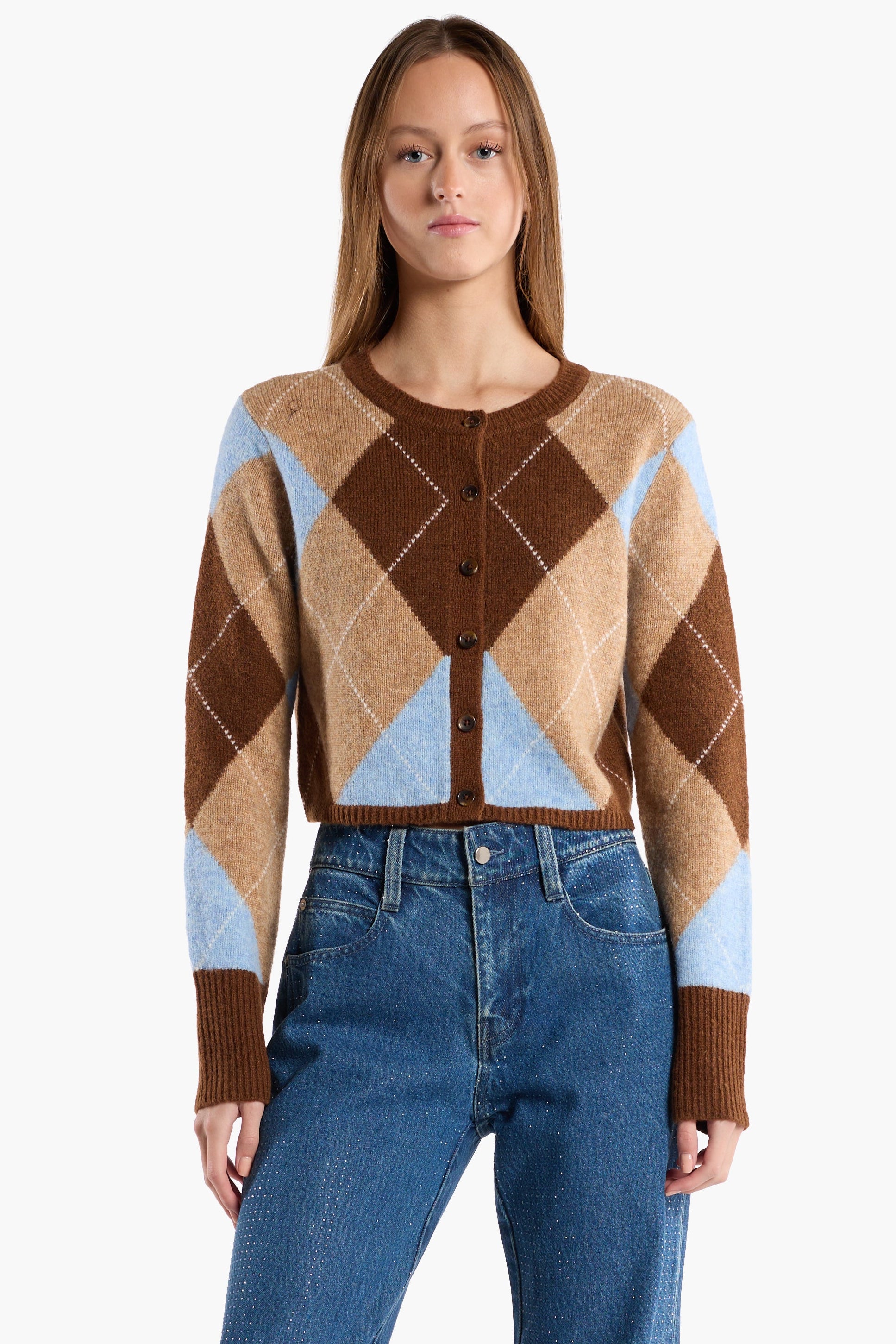 Goldie Cardigan - Argyle Blue