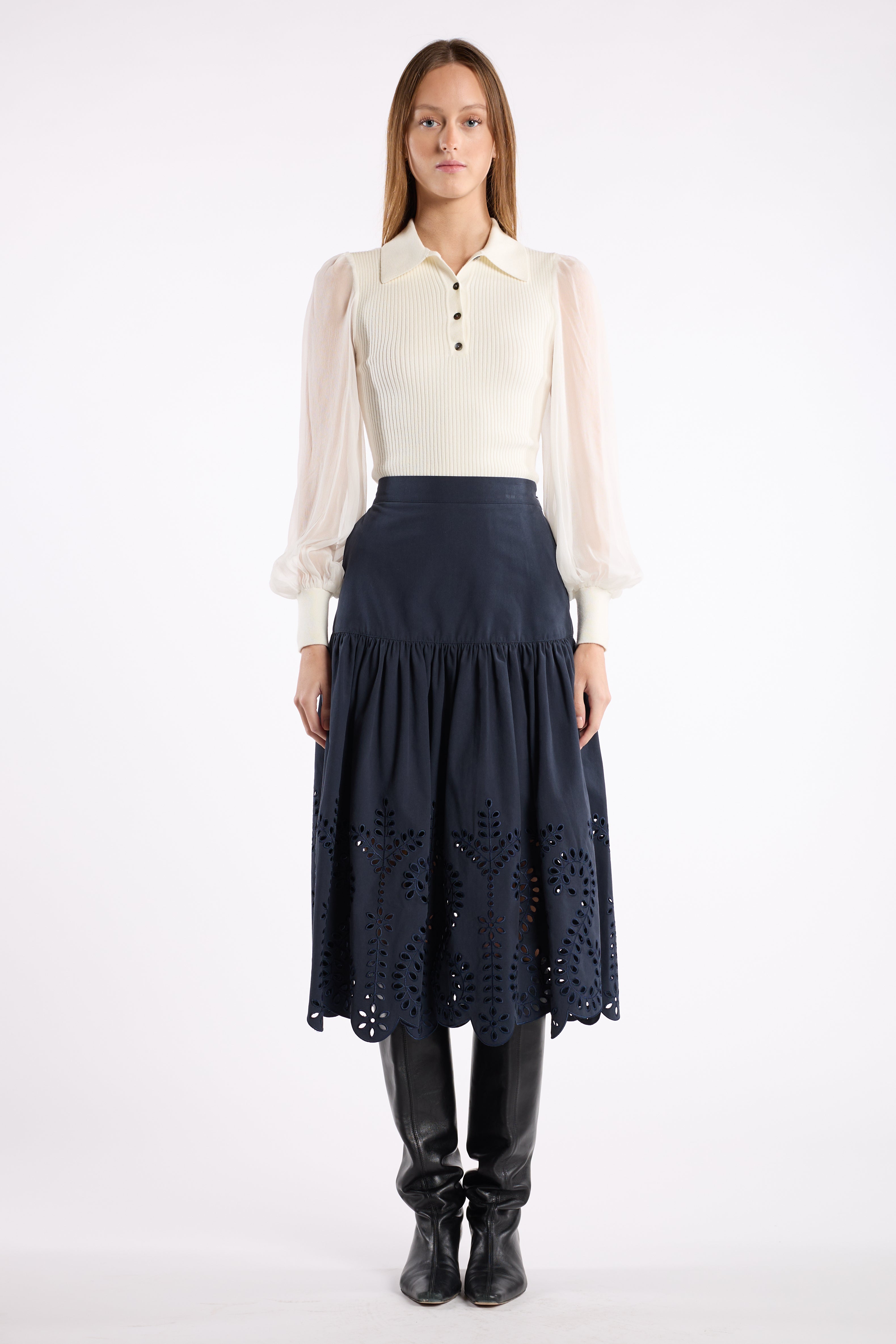 Lori Skirt - Indigo Embroidery