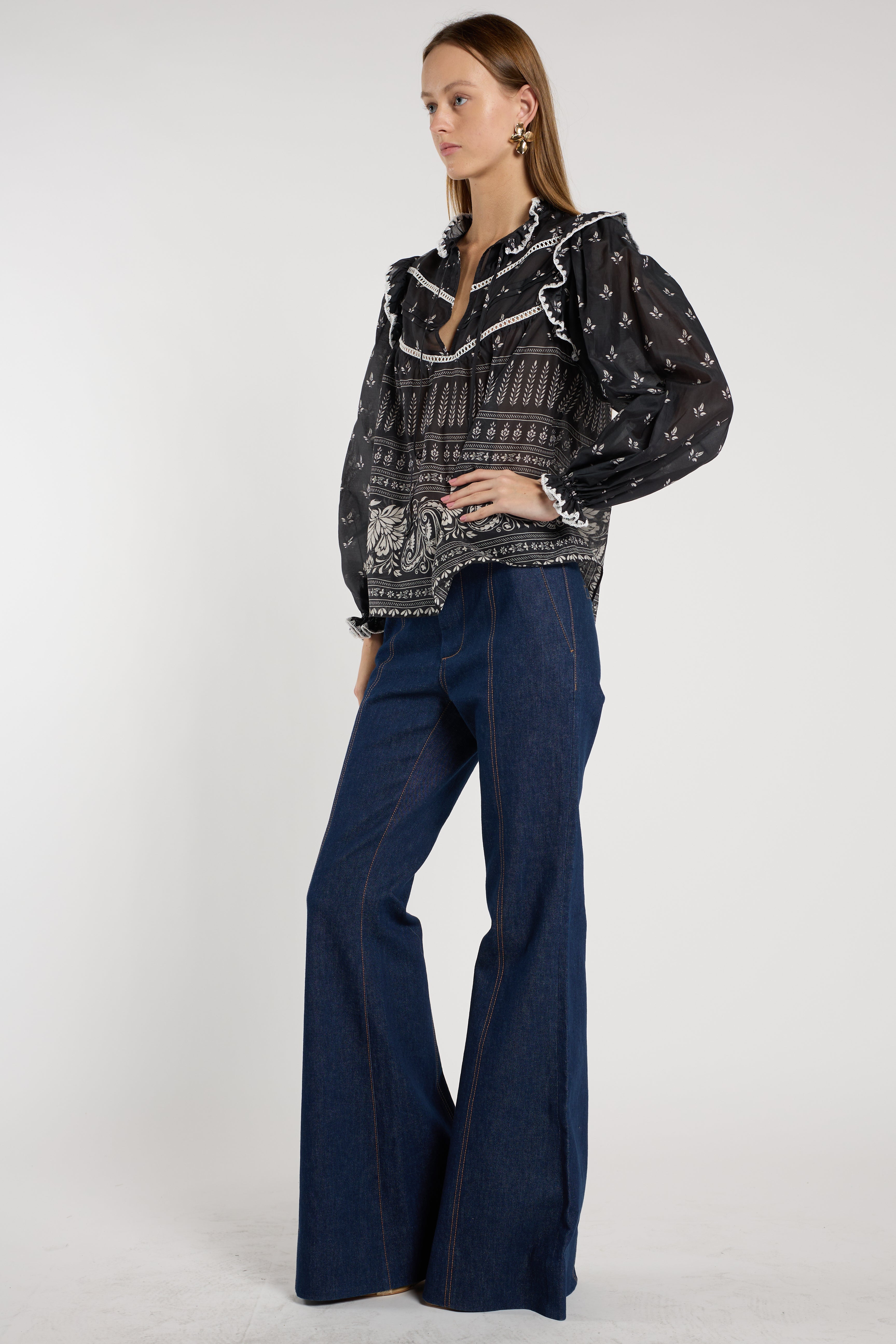 Cleo Blouse - Wildflower Black