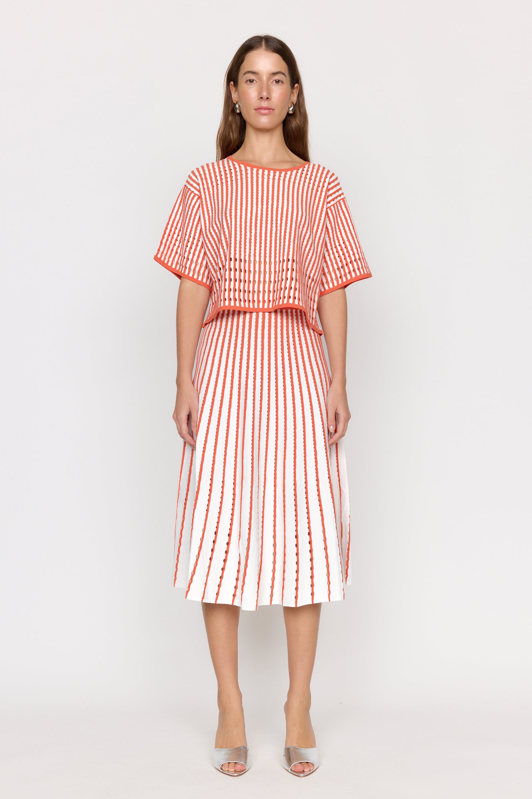 Colton Skirt - Pinstripe Coral