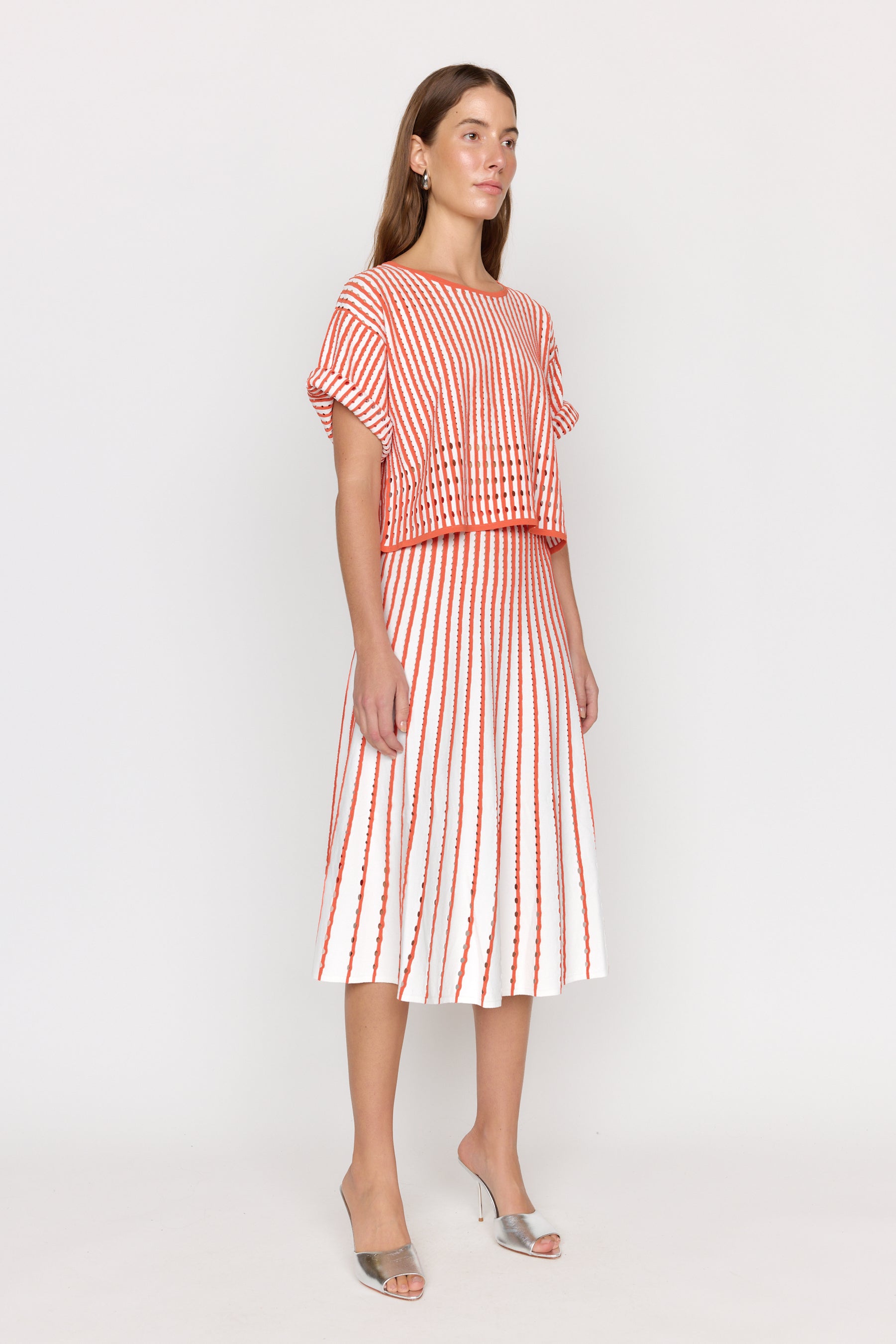 Nellie Top - Pinstripe Coral