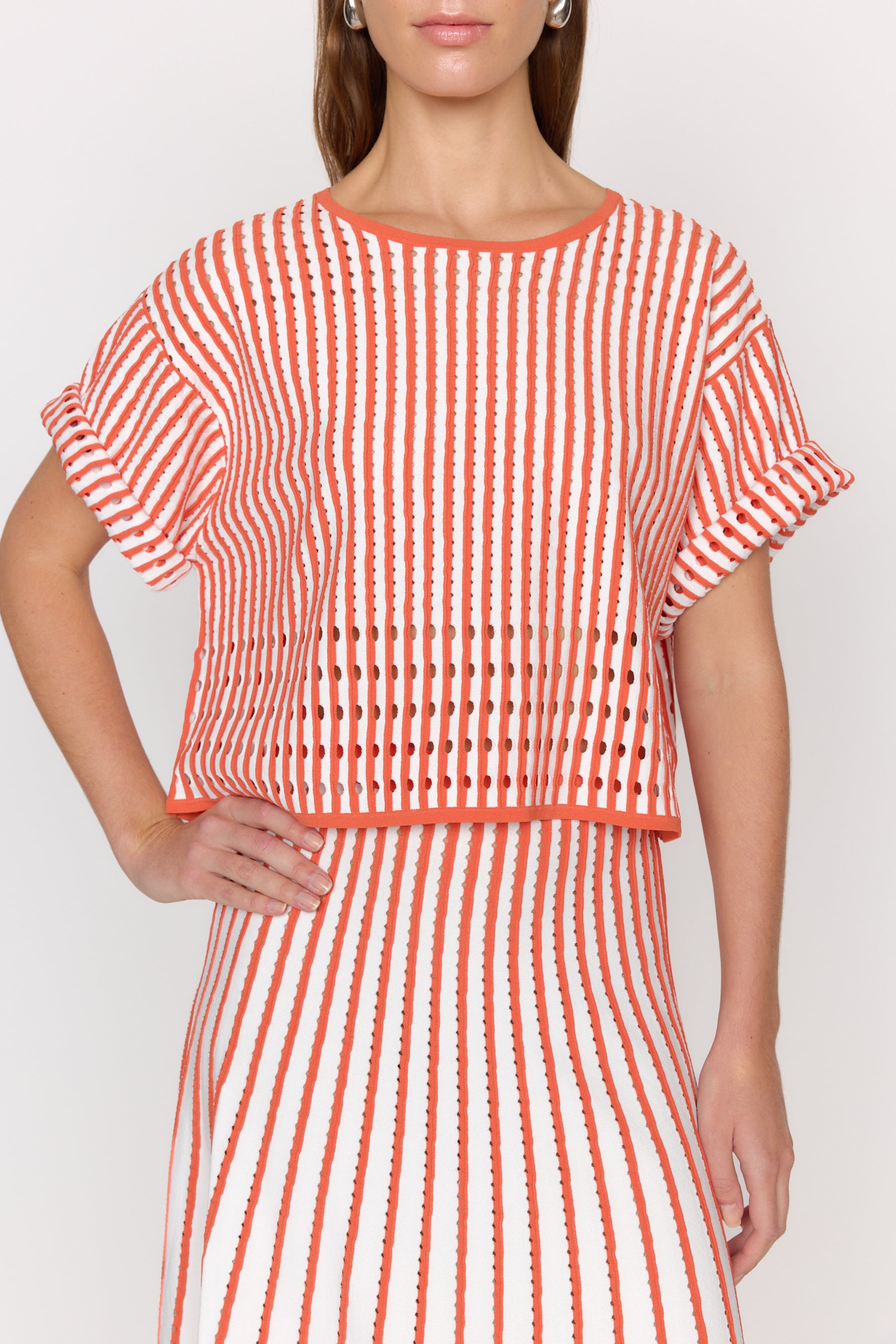 Nellie Top - Pinstripe Coral