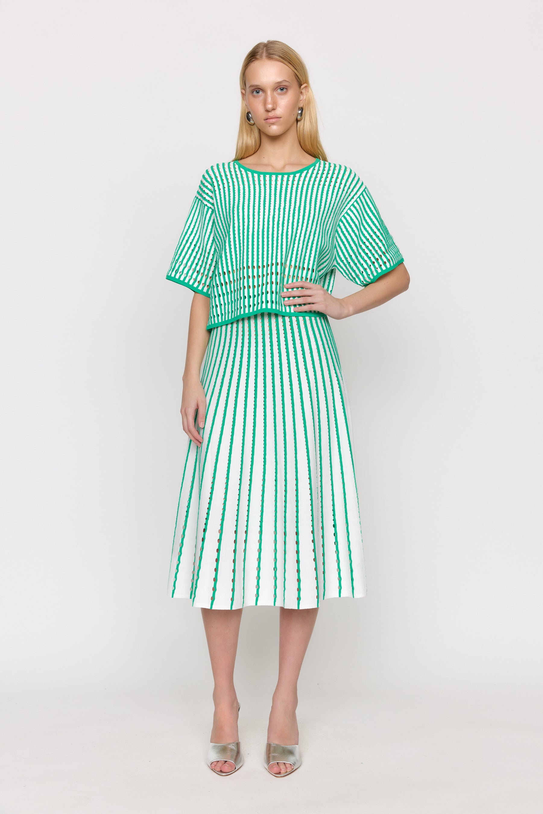Colton Skirt - Pinstripe Green