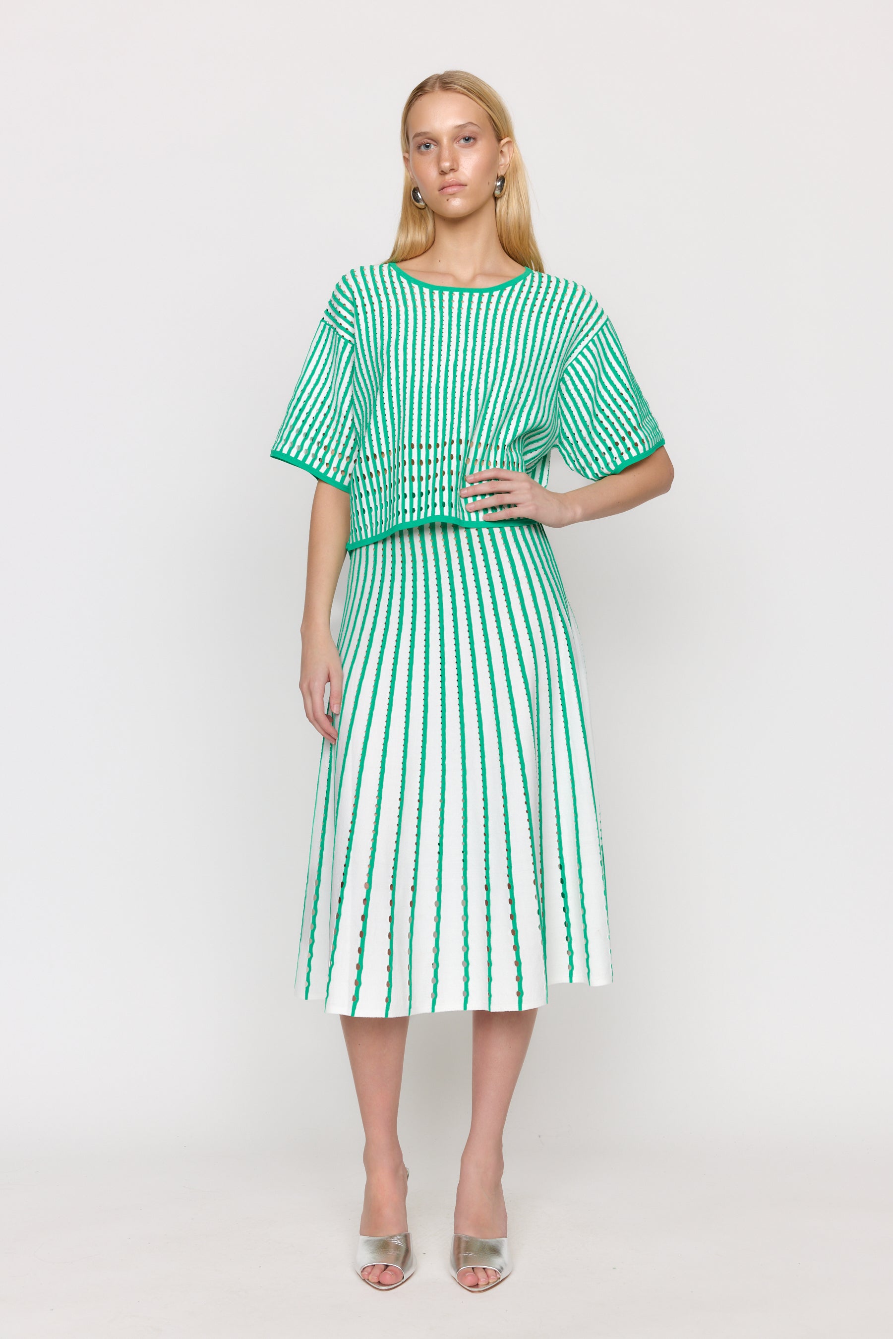 Nellie Top - Pinstripe Green