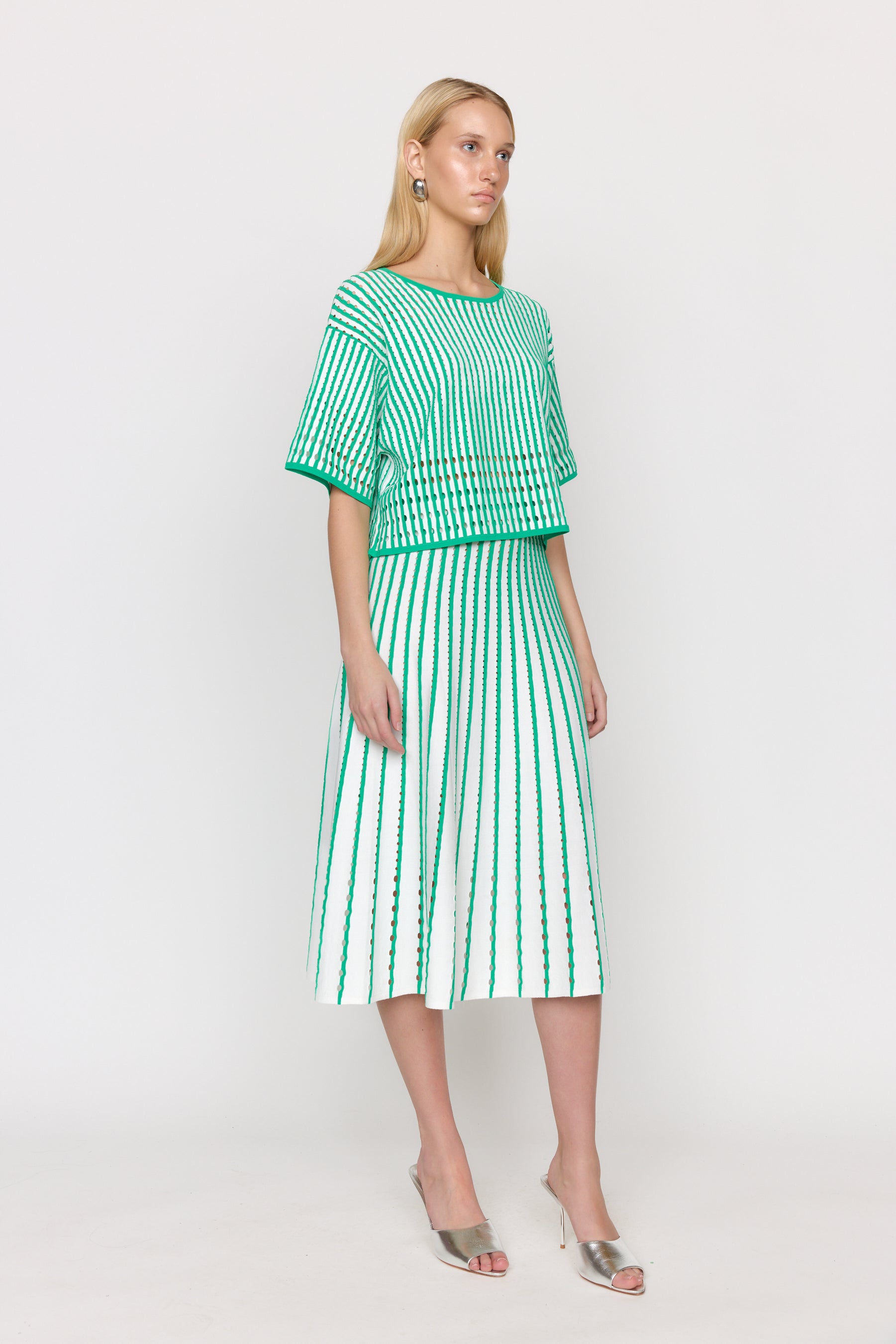 Colton Skirt - Pinstripe Green