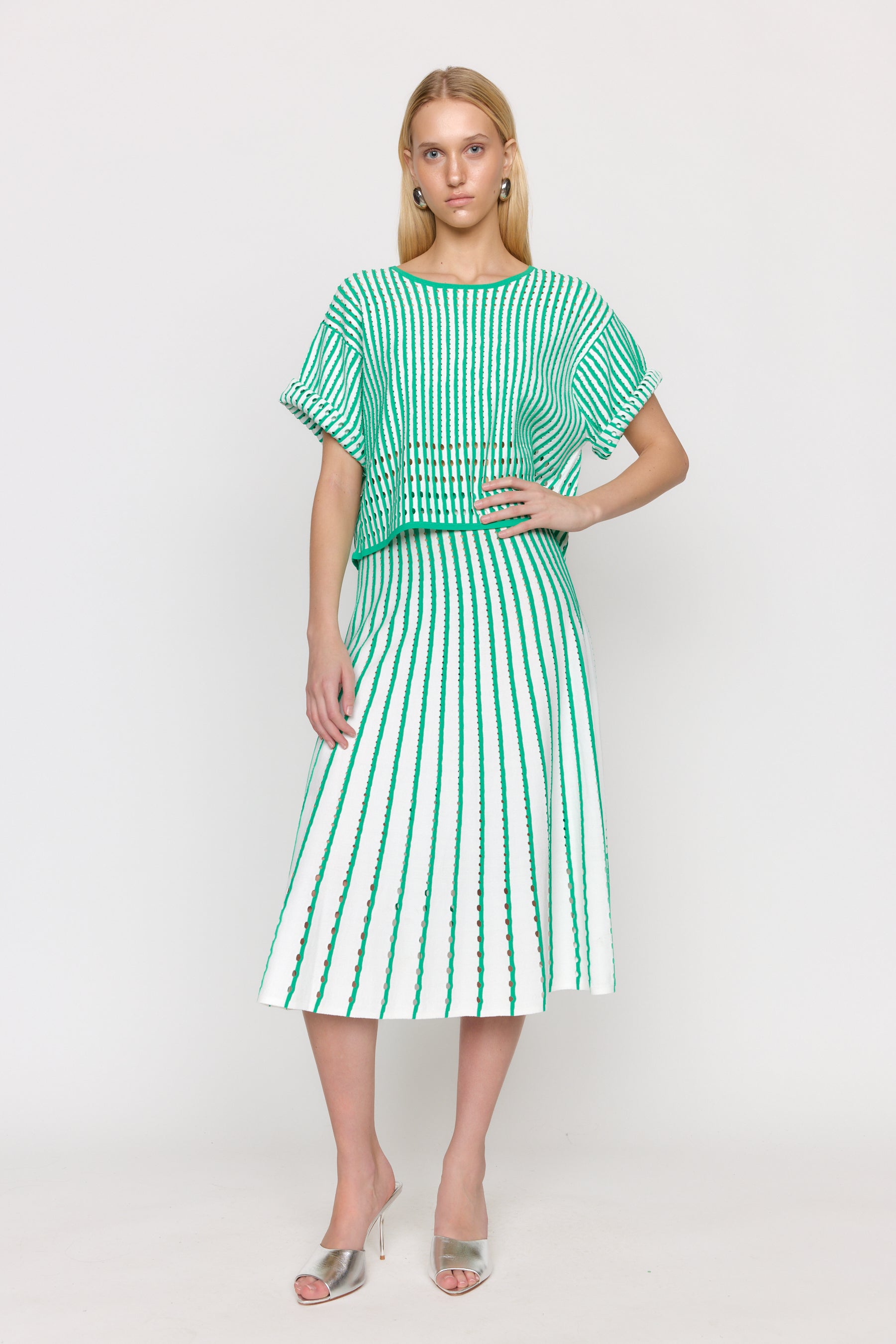 Colton Skirt - Pinstripe Green