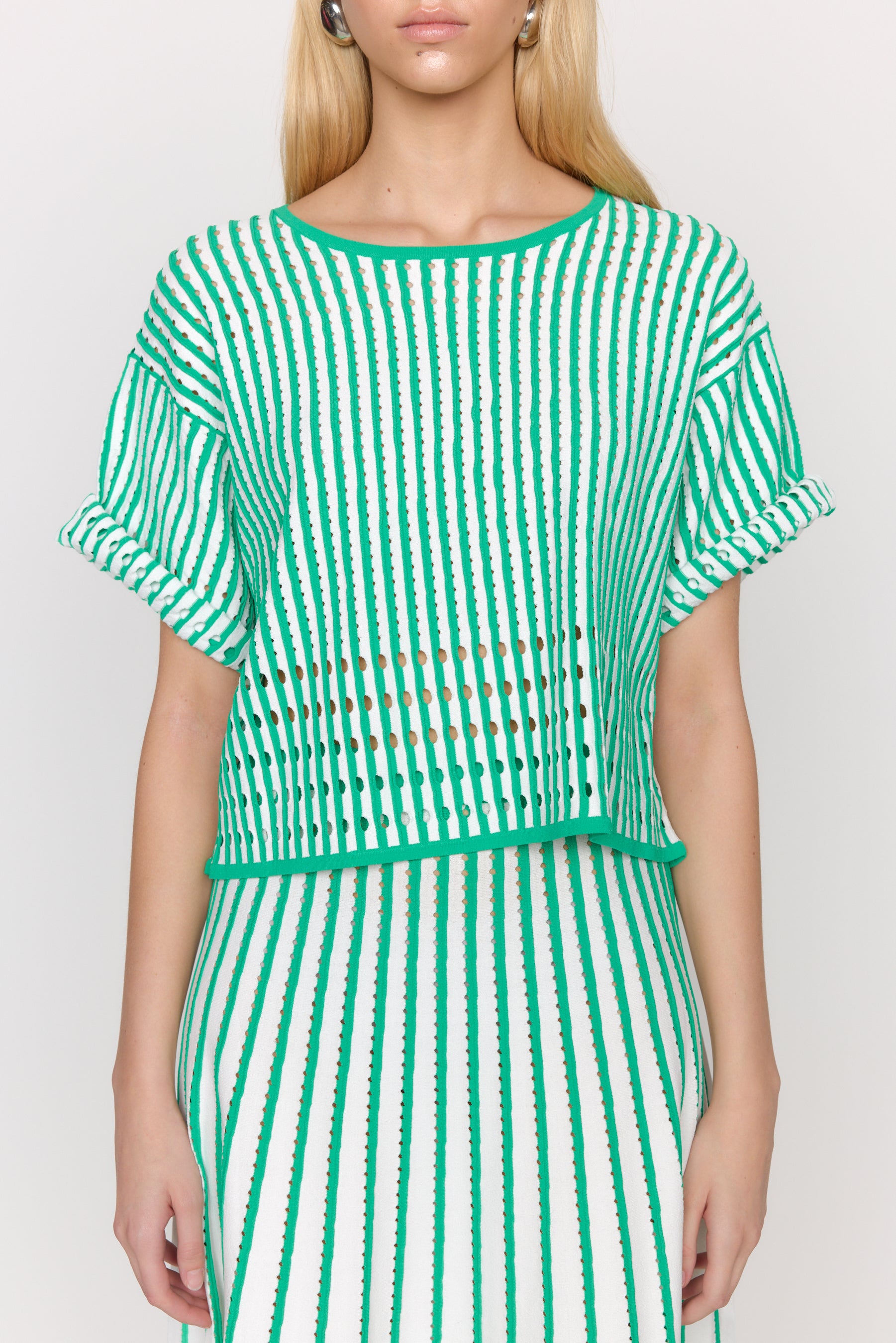 Nellie Top - Pinstripe Green