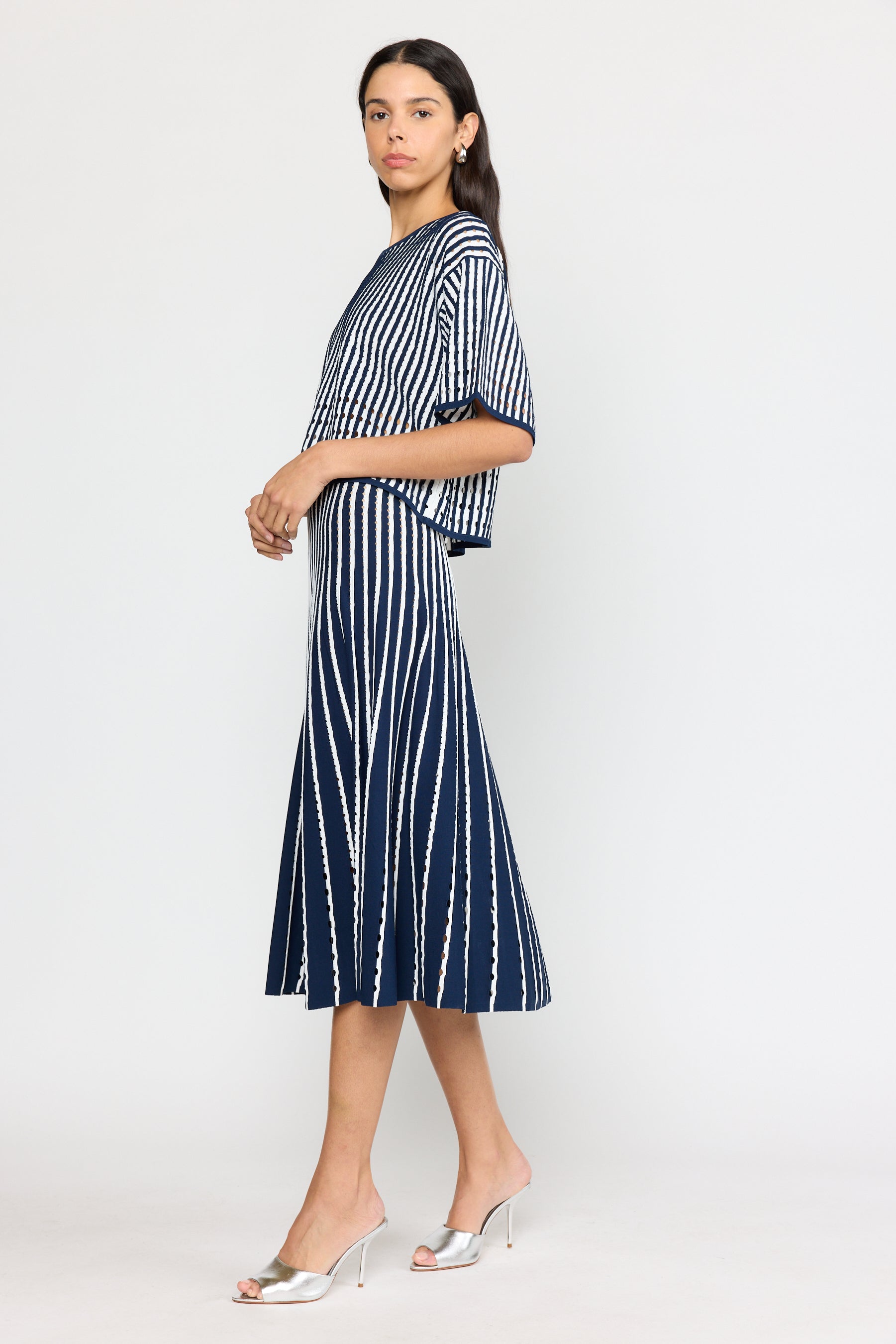 Colton Skirt - Pinstripe Navy