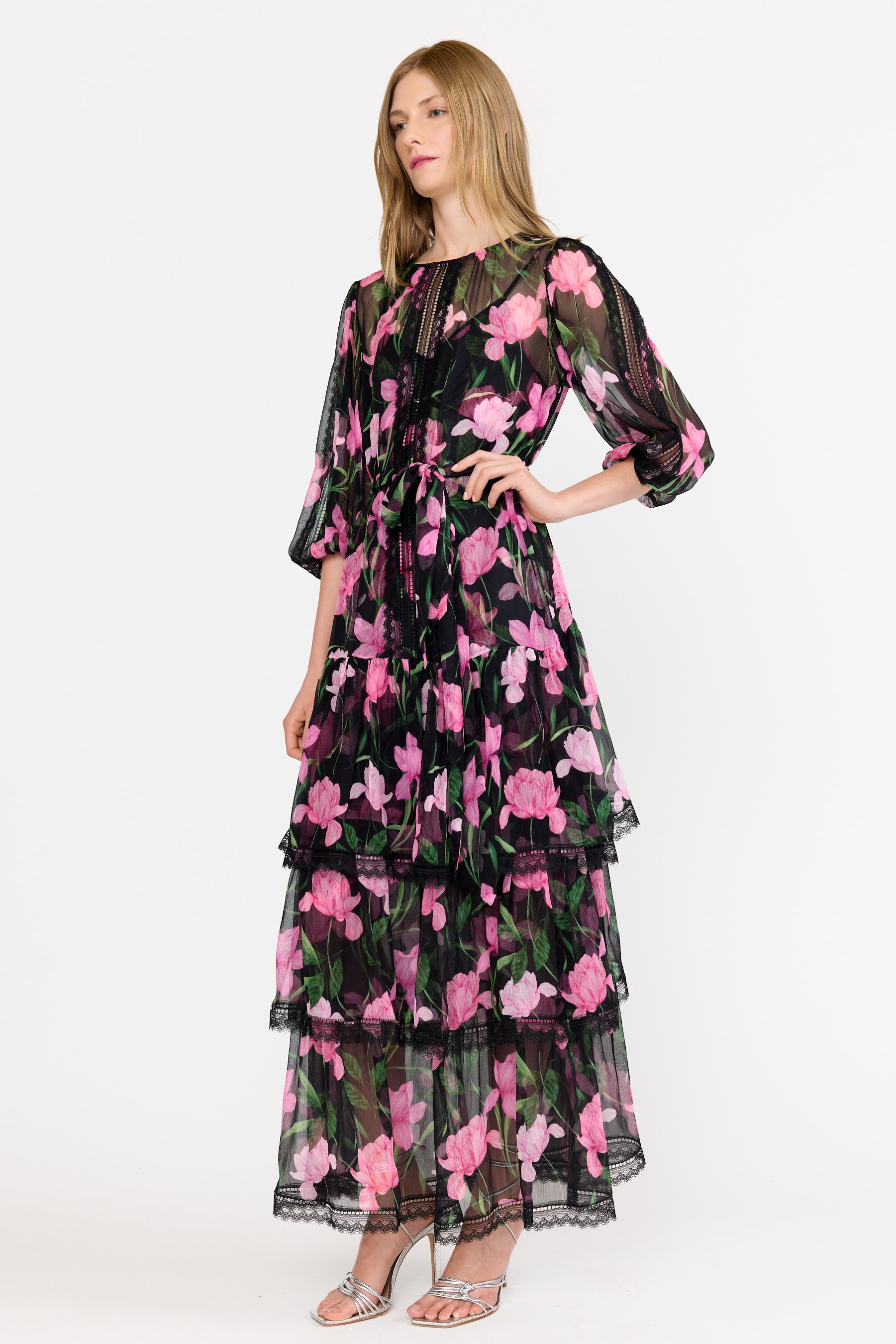 Nina Dress - Onyx Florette