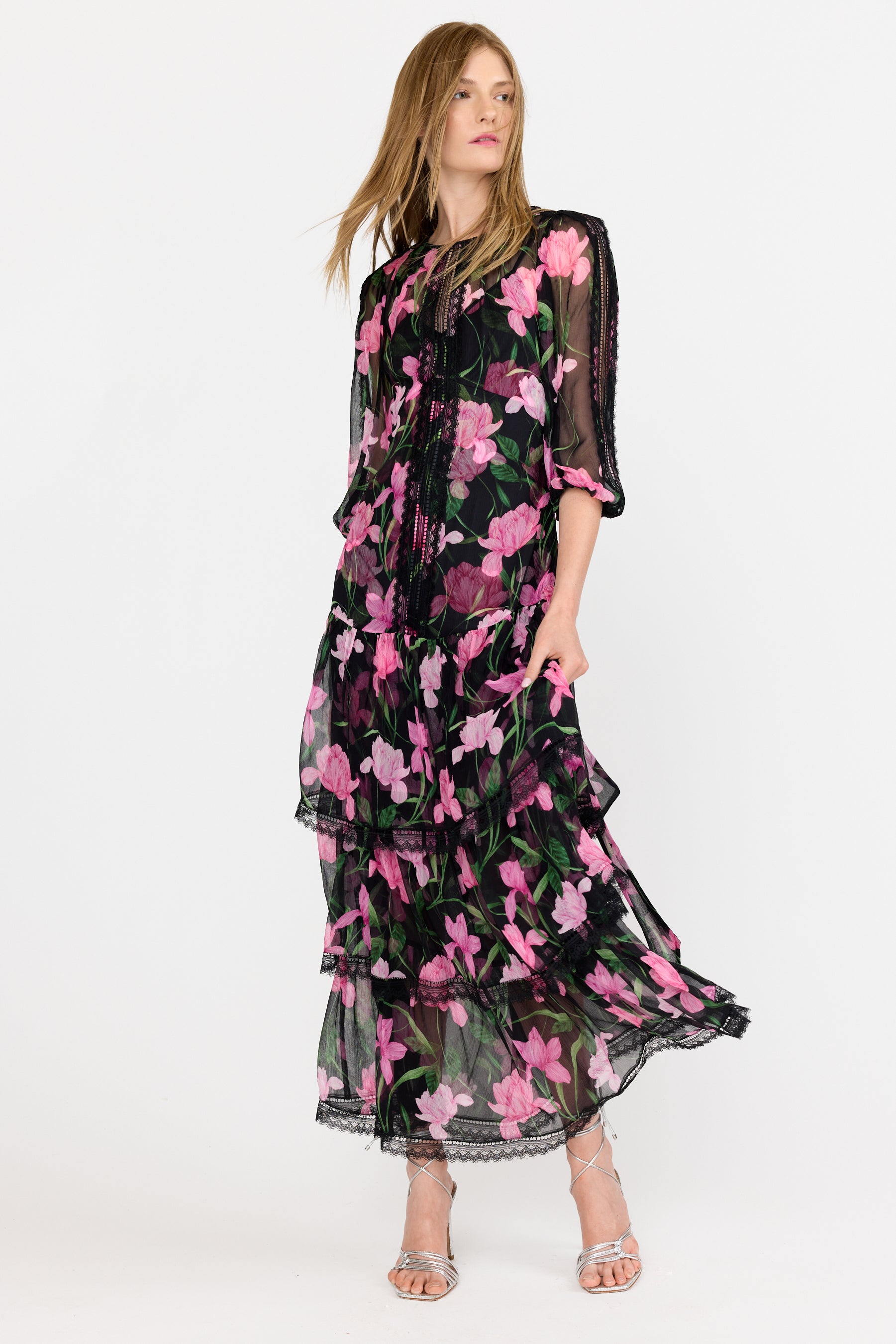 Nina Dress - Onyx Florette