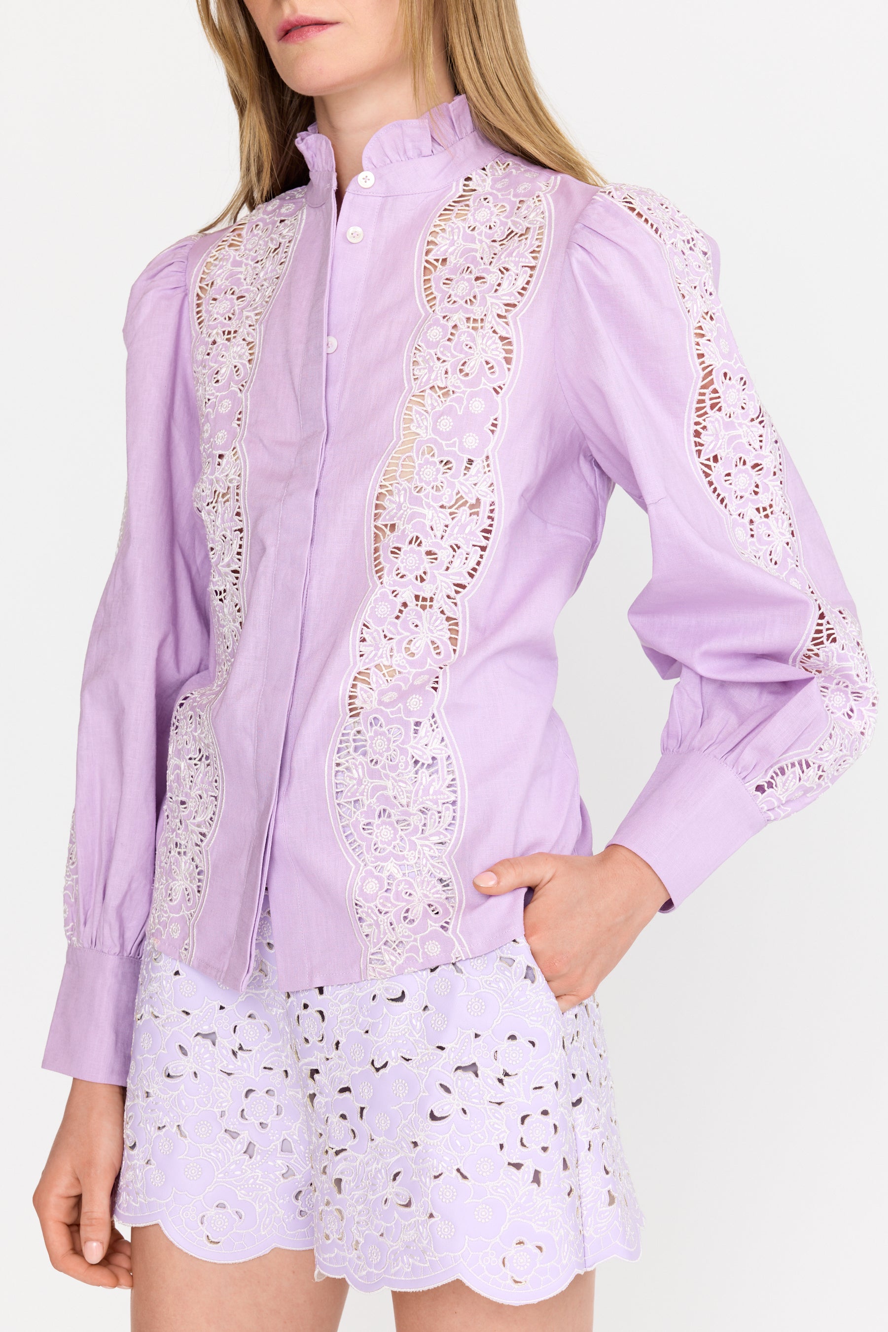 Riley Top - Lilac Embroidery