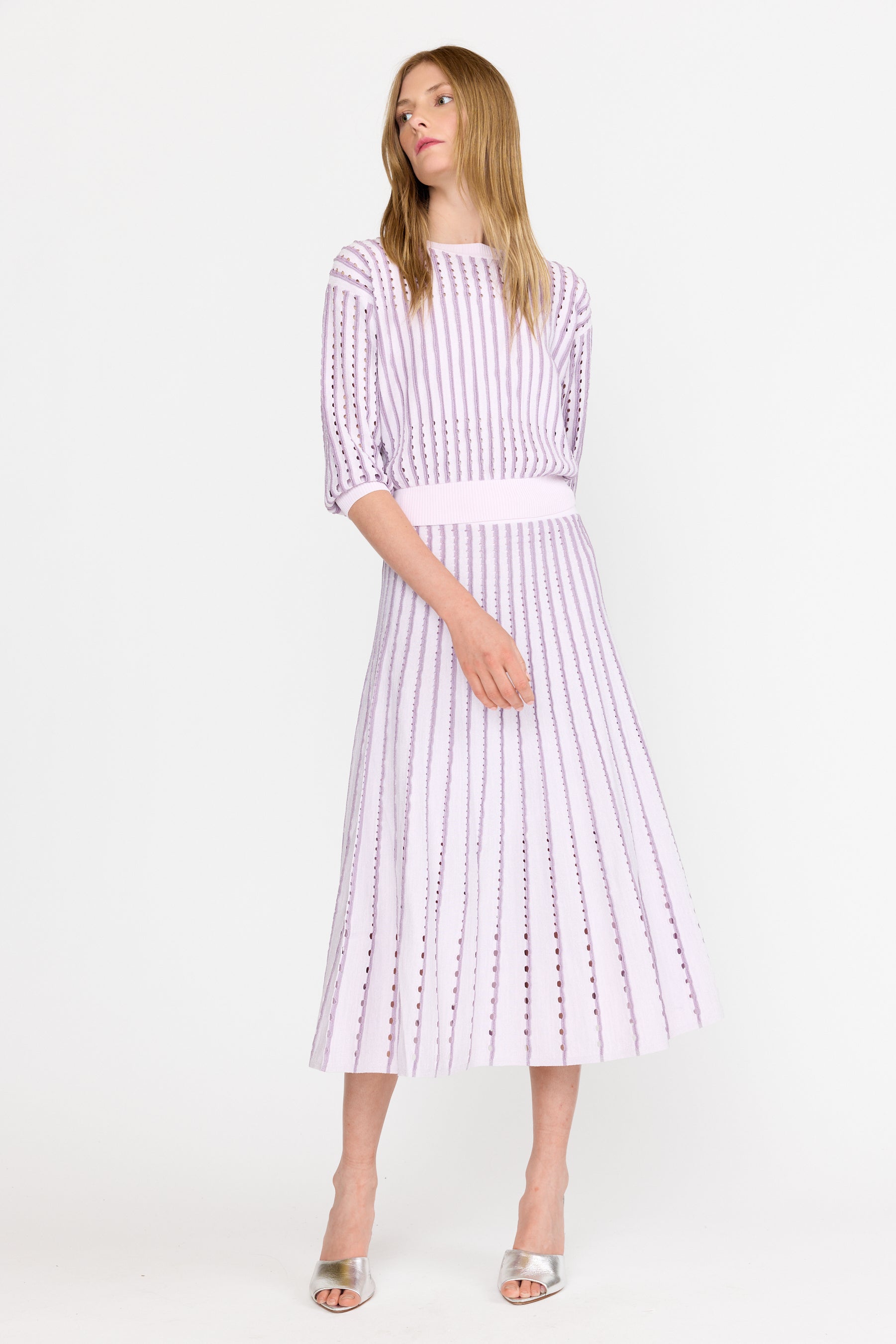 Anaya Sweater - Pinstripe Lilac