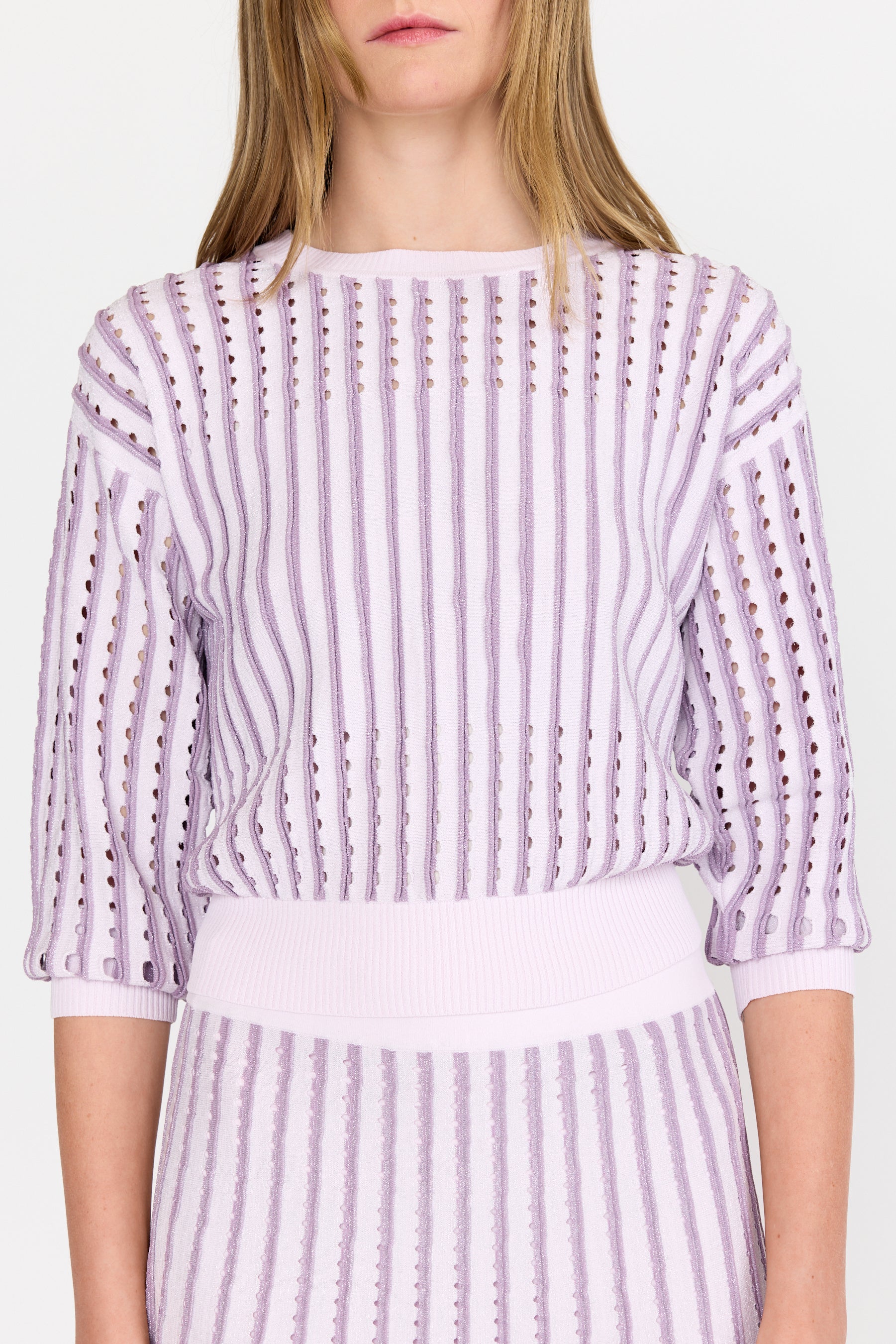 Anaya Sweater - Pinstripe Lilac