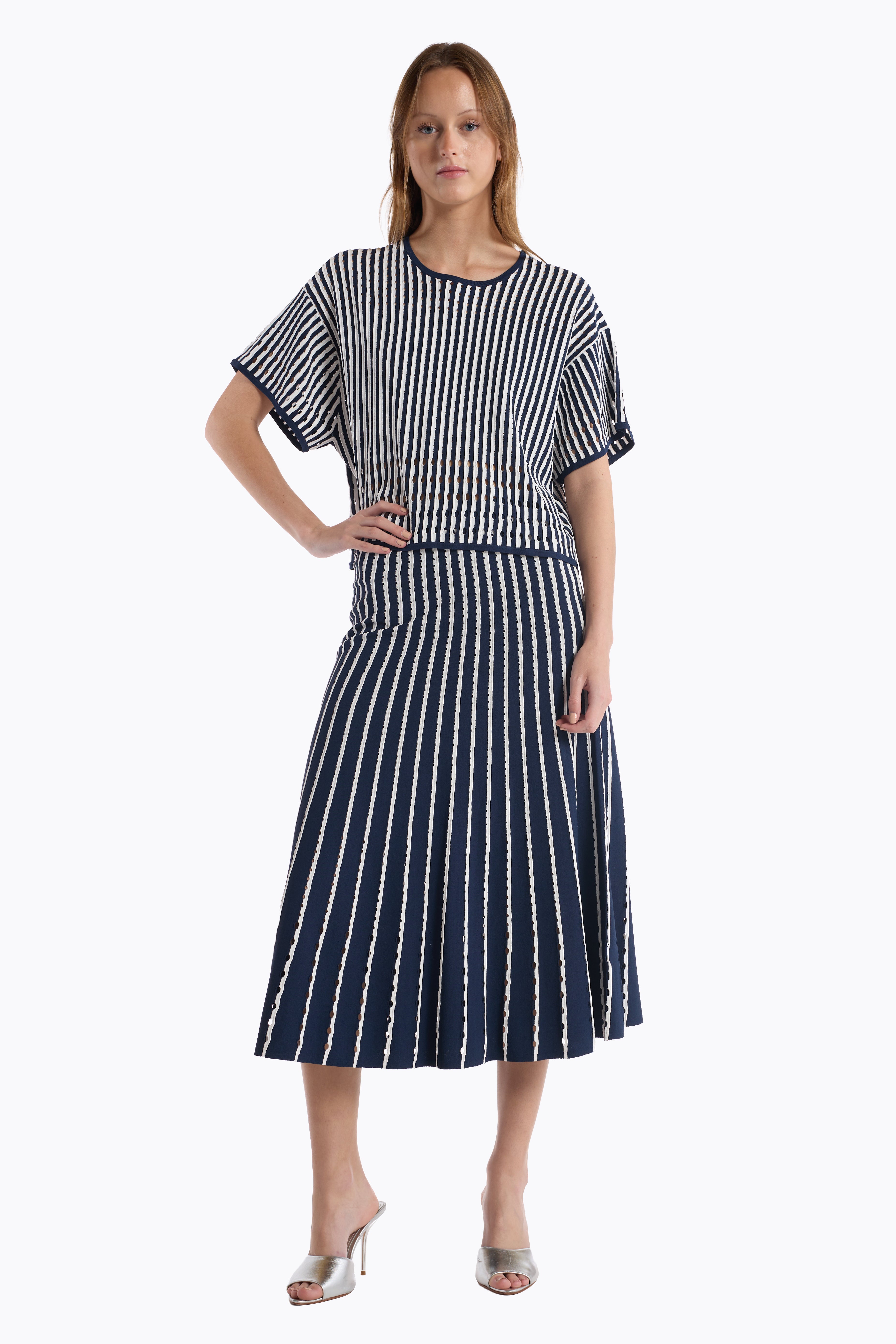 Colton Skirt - Pinstripe Navy