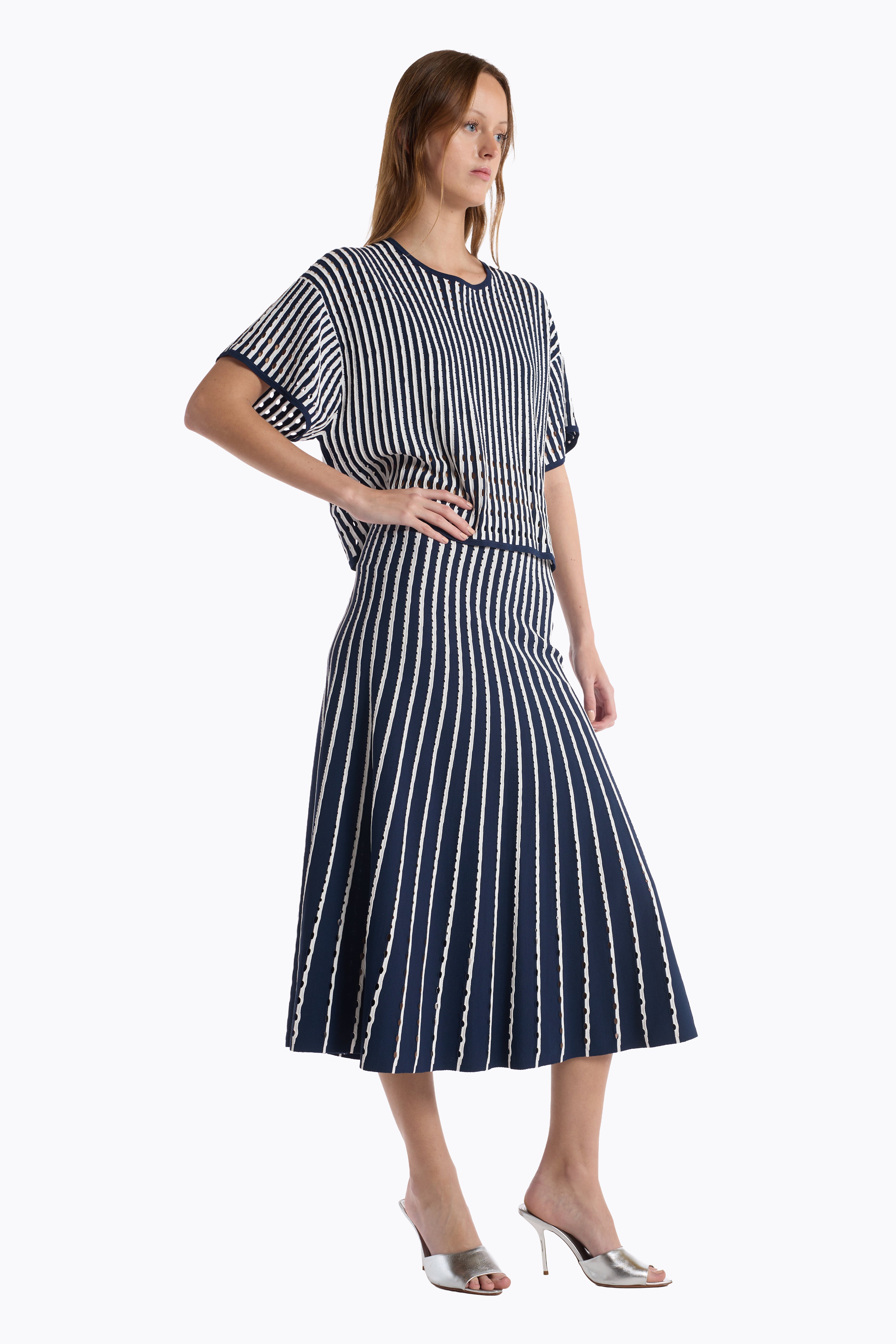 Colton Skirt - Pinstripe Navy