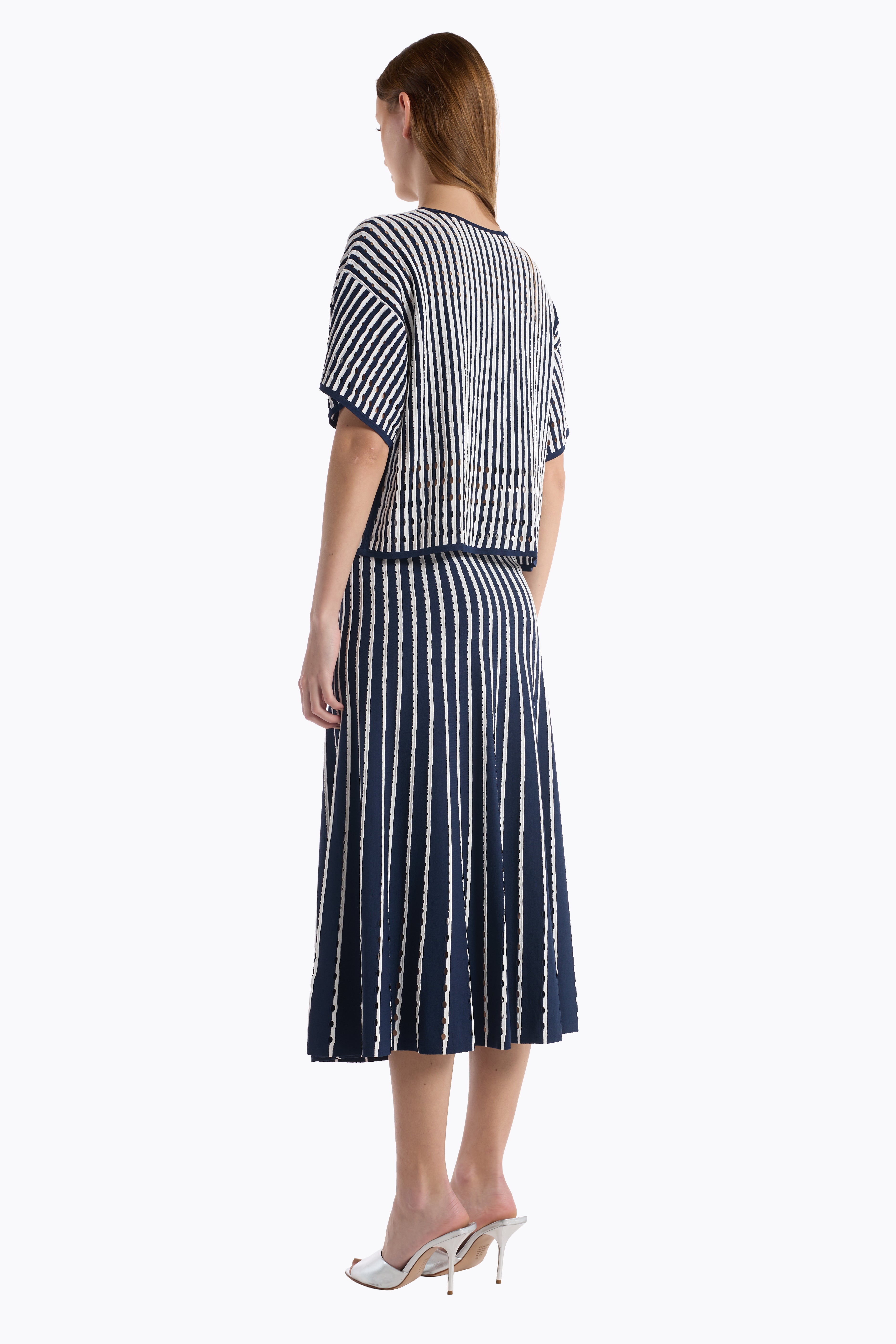 Colton Skirt - Pinstripe Navy