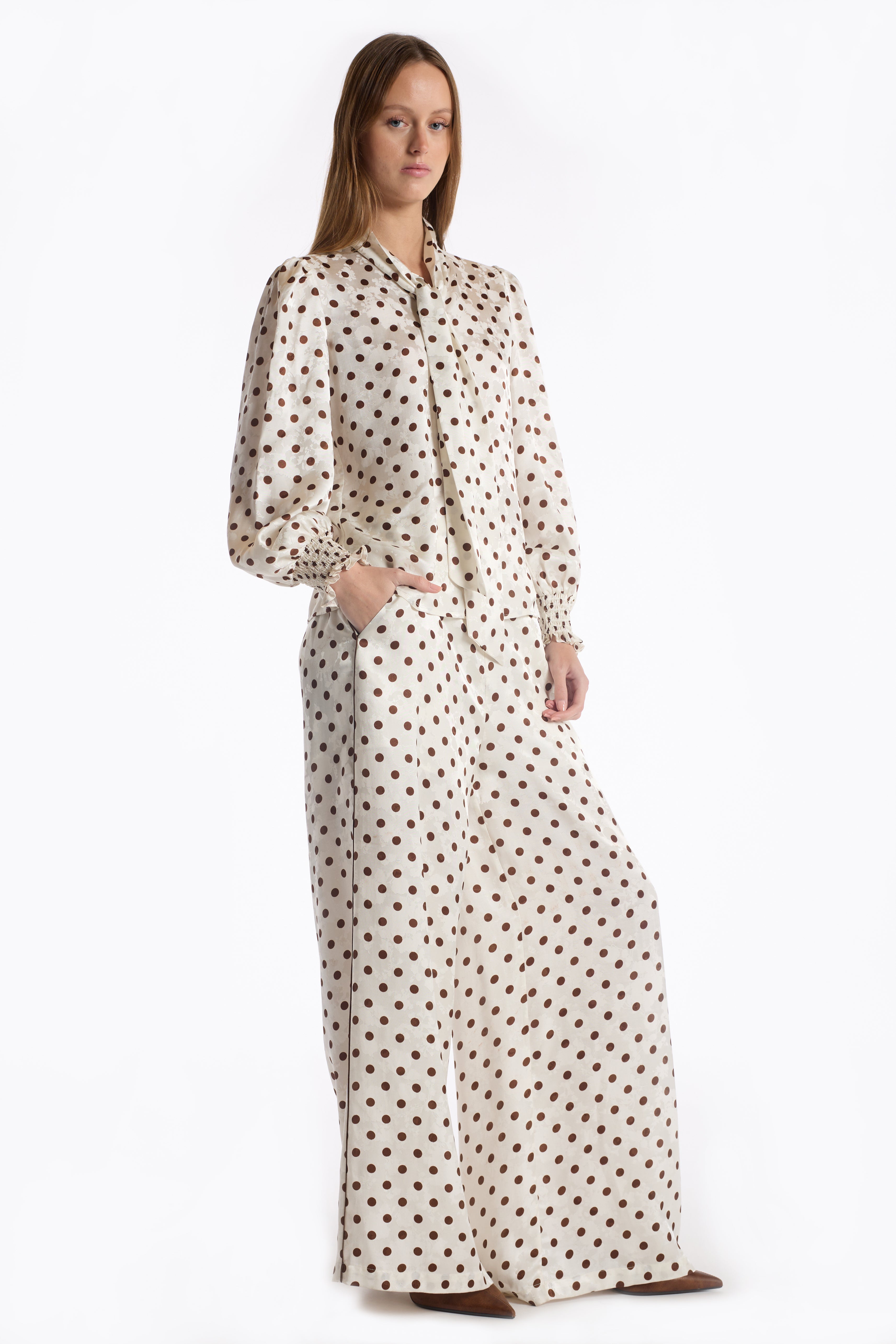 Marta Pant - Brown Polka Dot