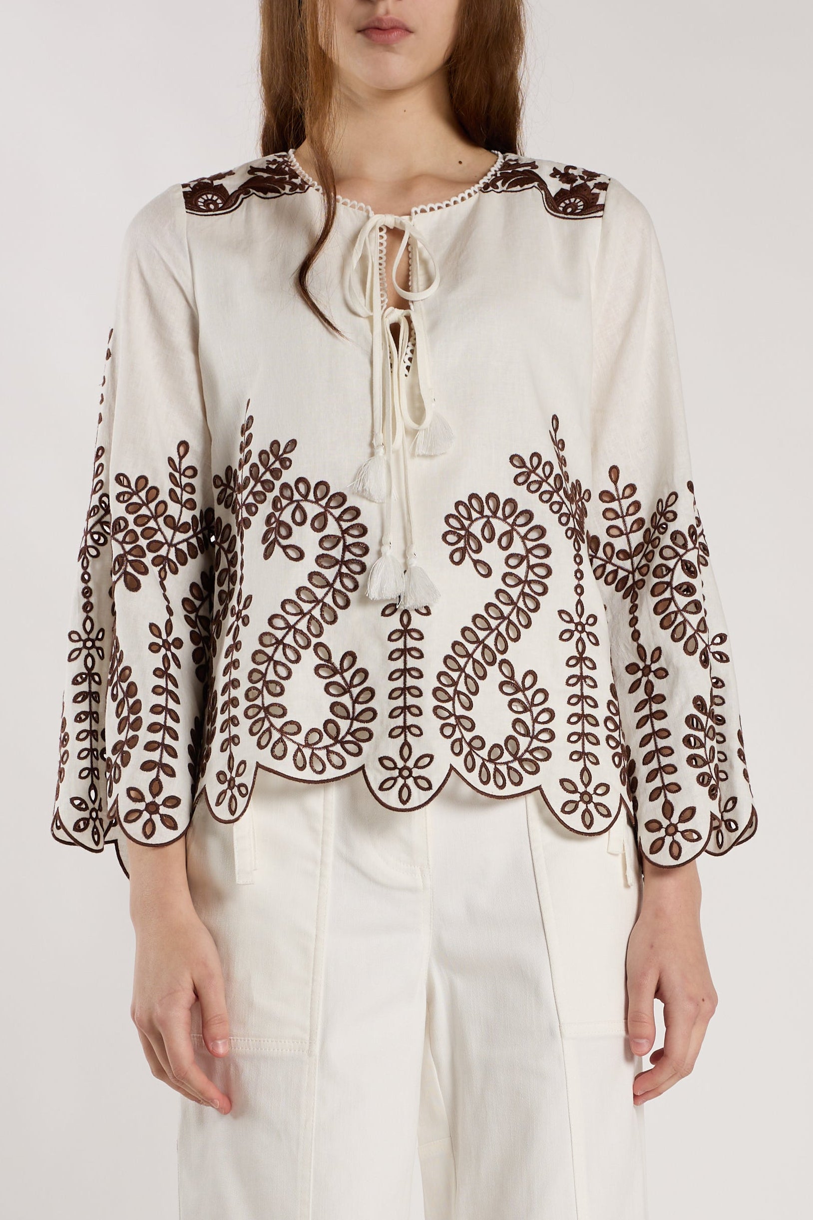 Kora Blouse - Chocolate Embroidery