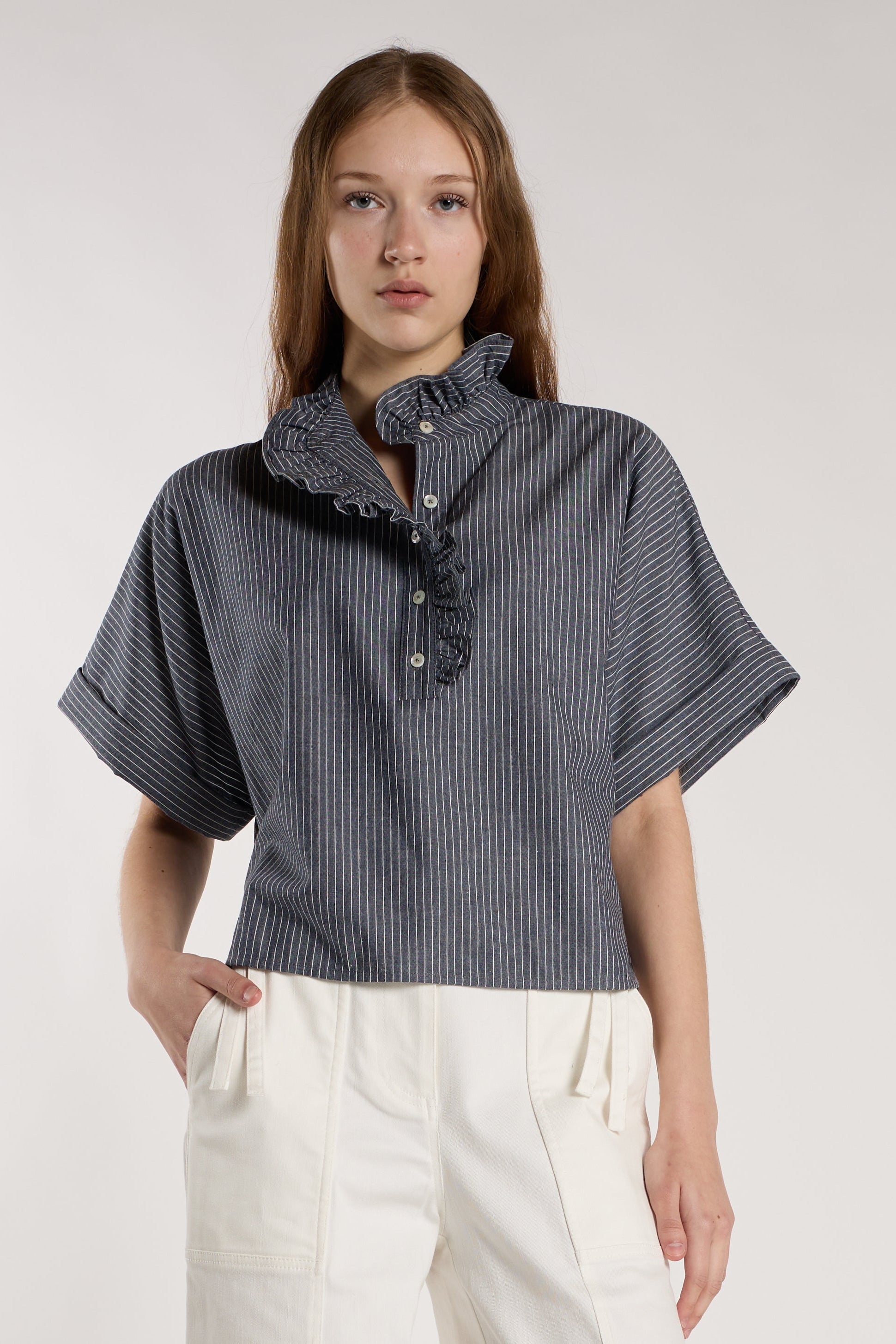 Mabel Top - Chambray Stripe