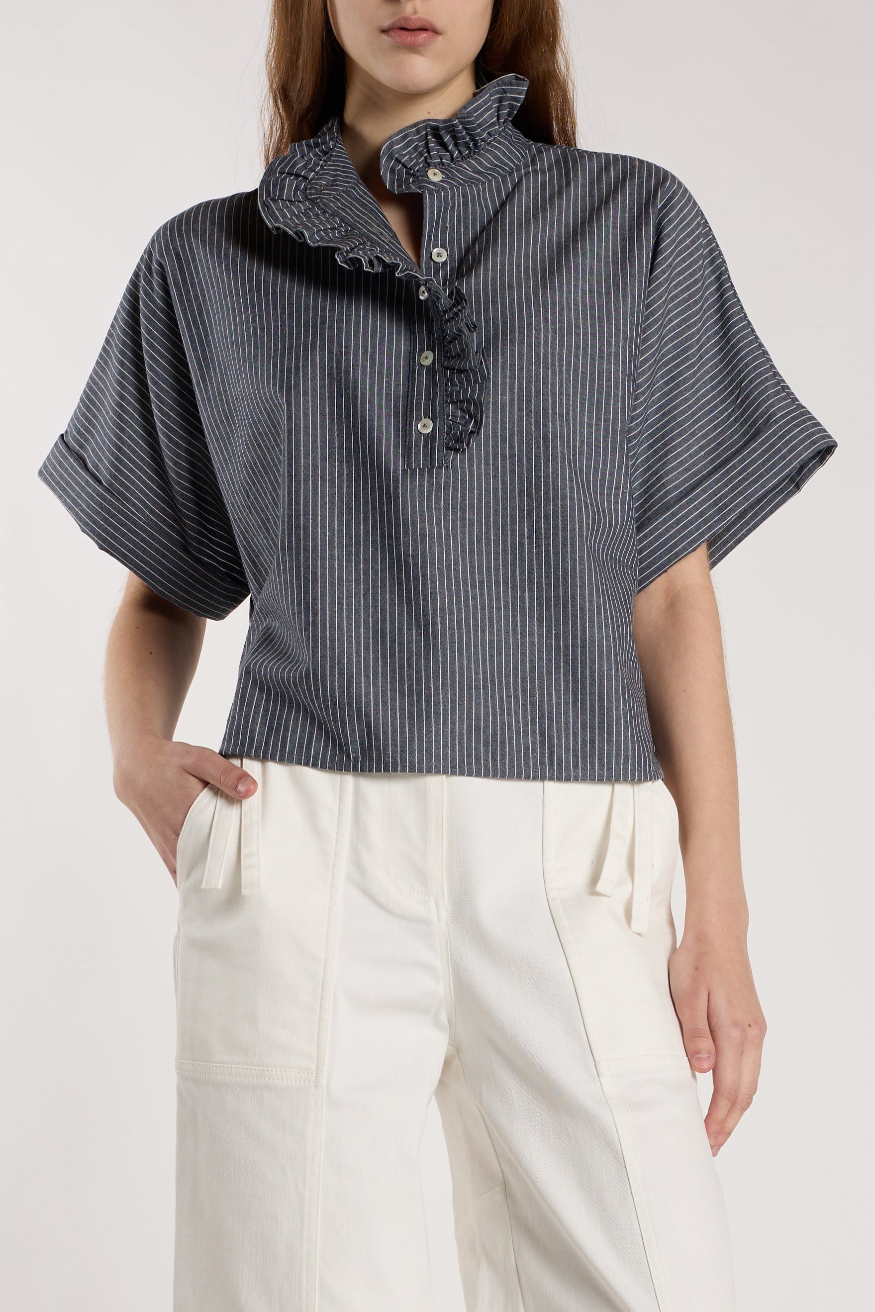 Mabel Top - Chambray Stripe