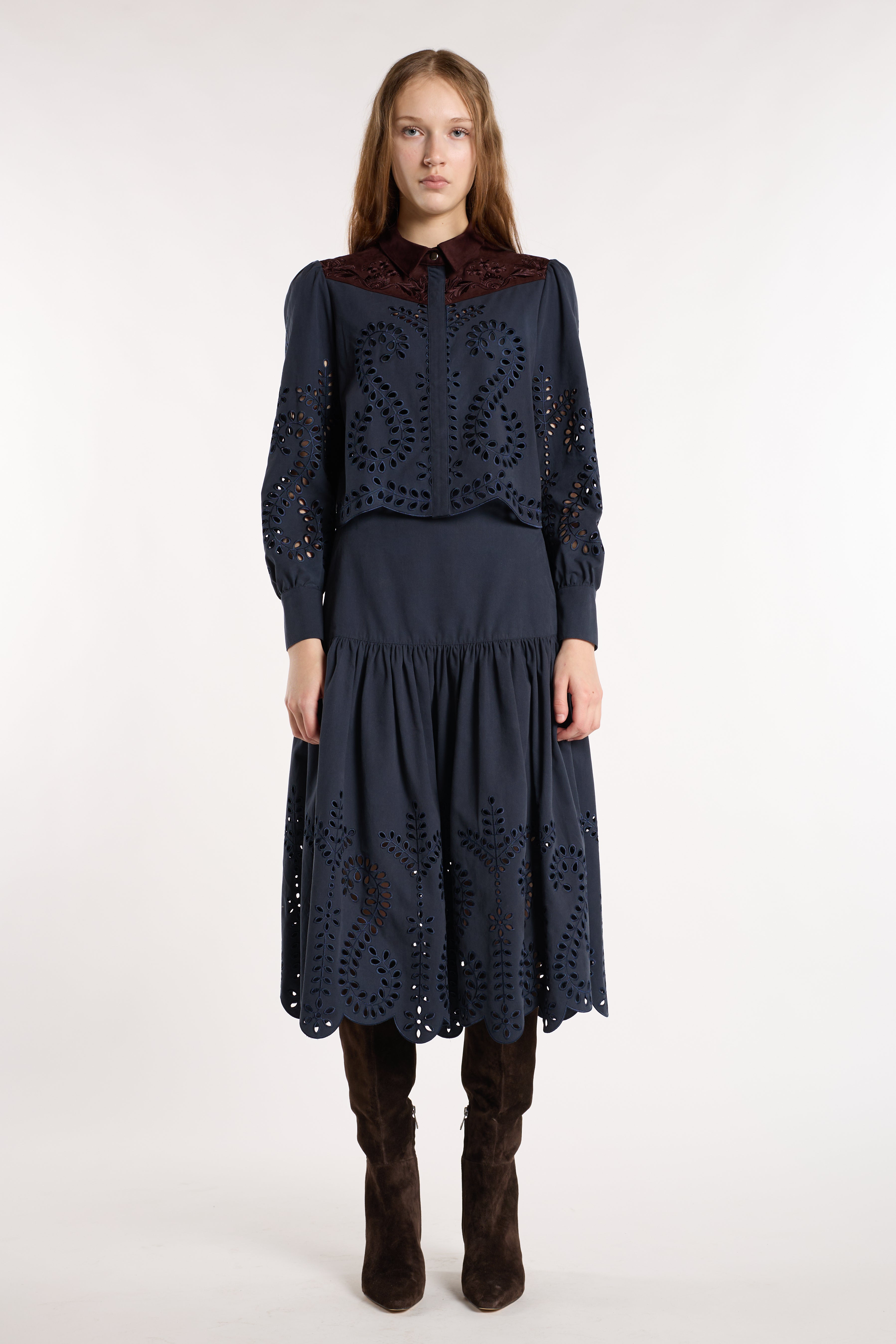 Lori Skirt - Indigo Embroidery