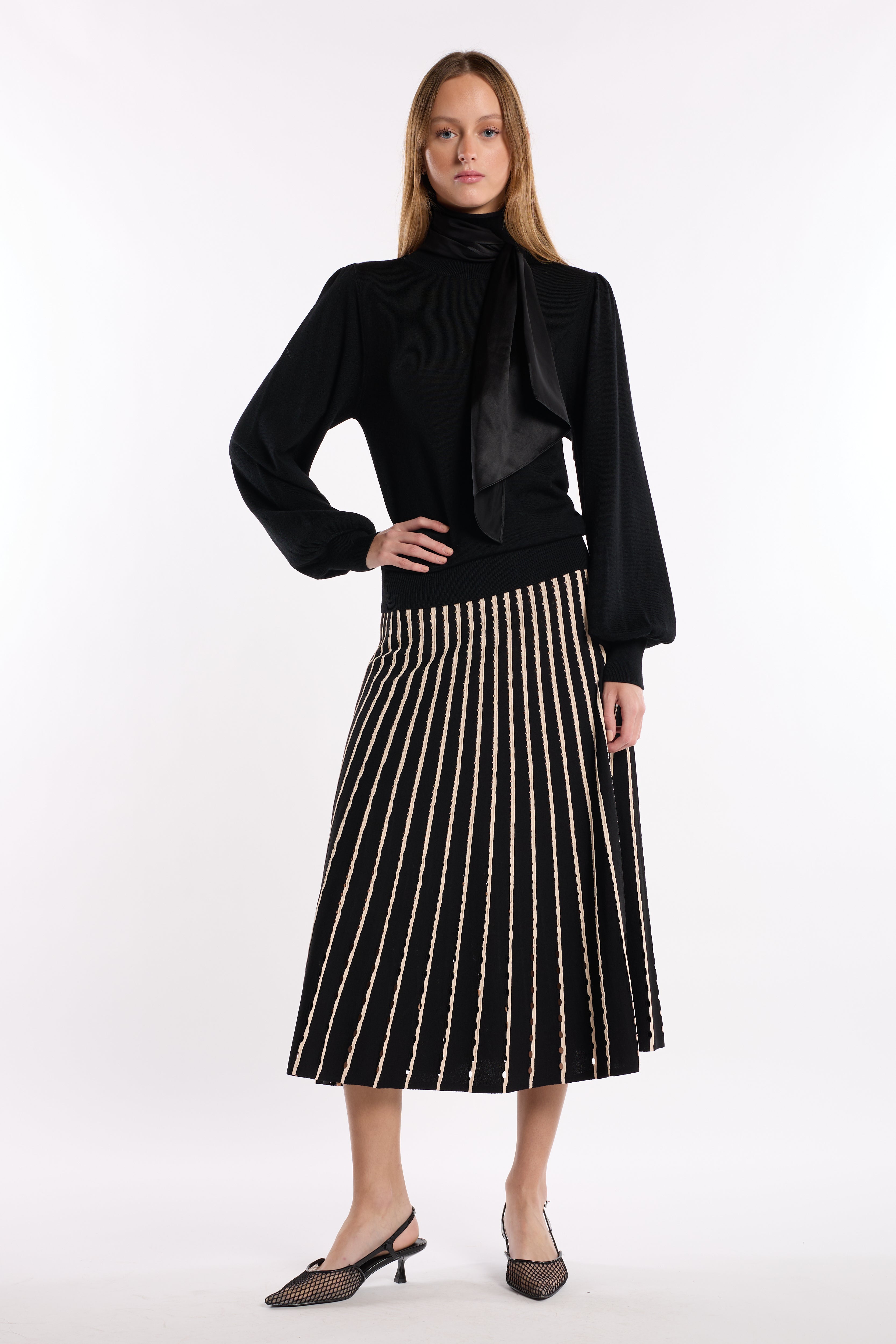 Colton Skirt - Pinstripe Black