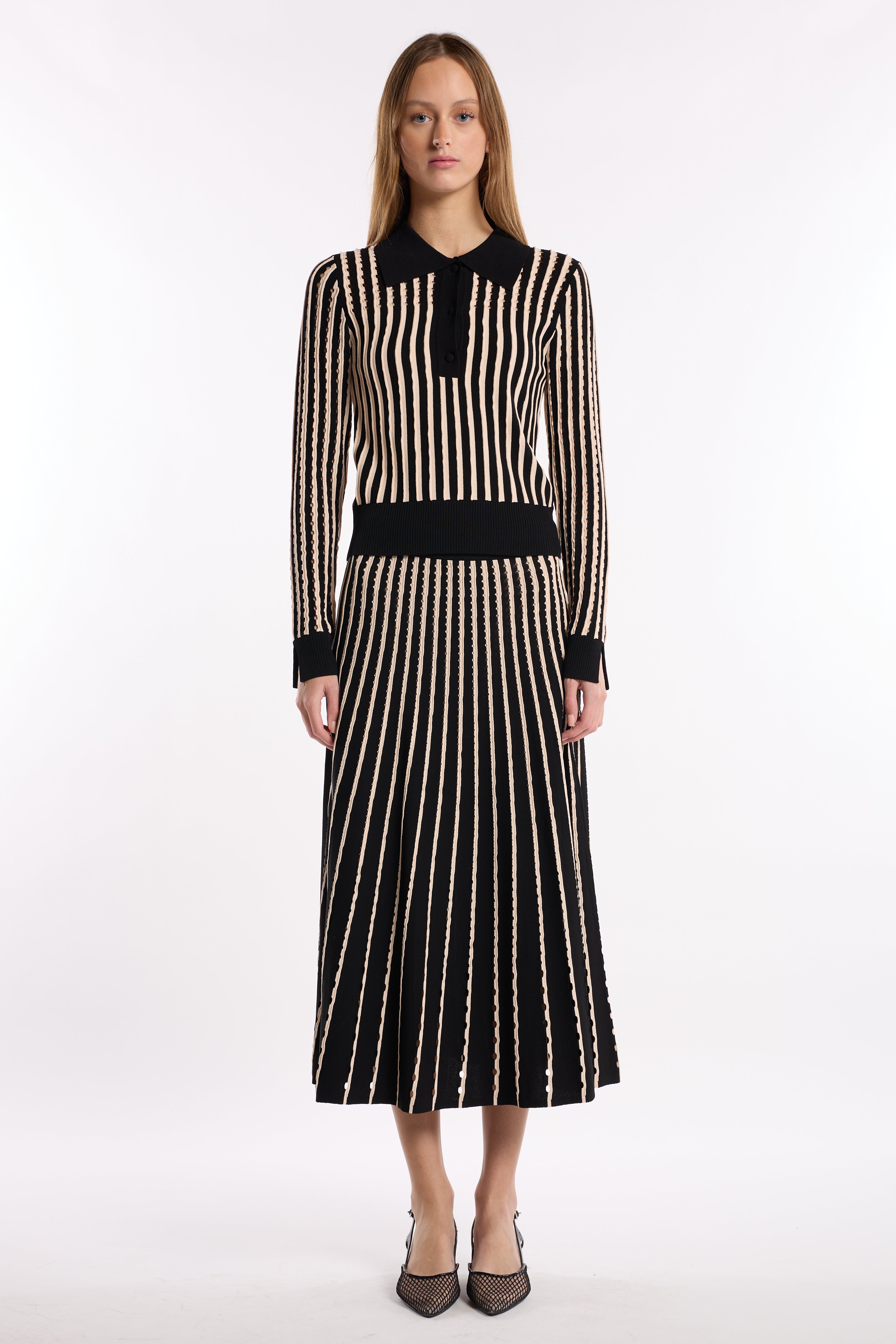 Colton Skirt - Pinstripe Black