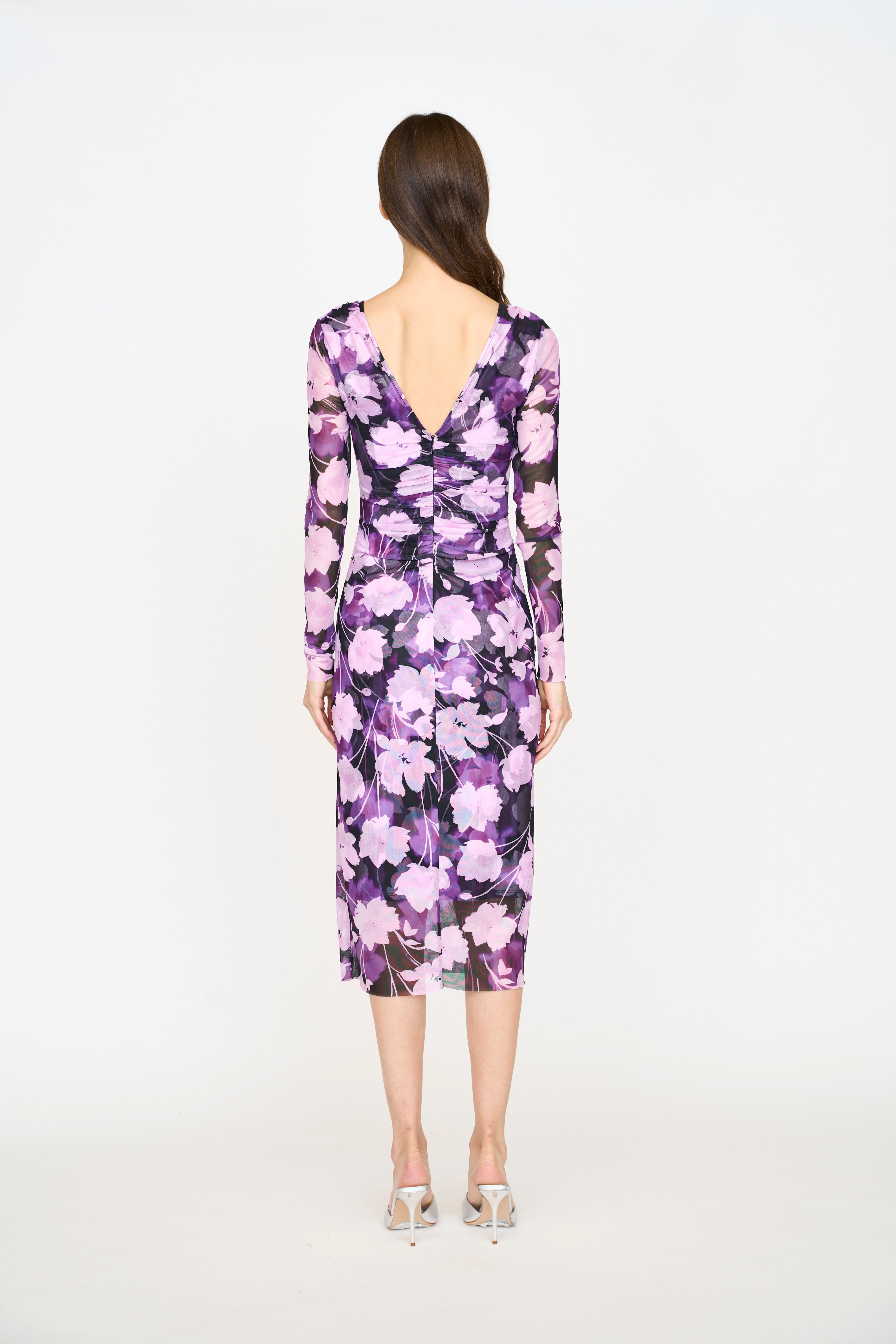 Aubrey Dress - Violet Shadow Flower