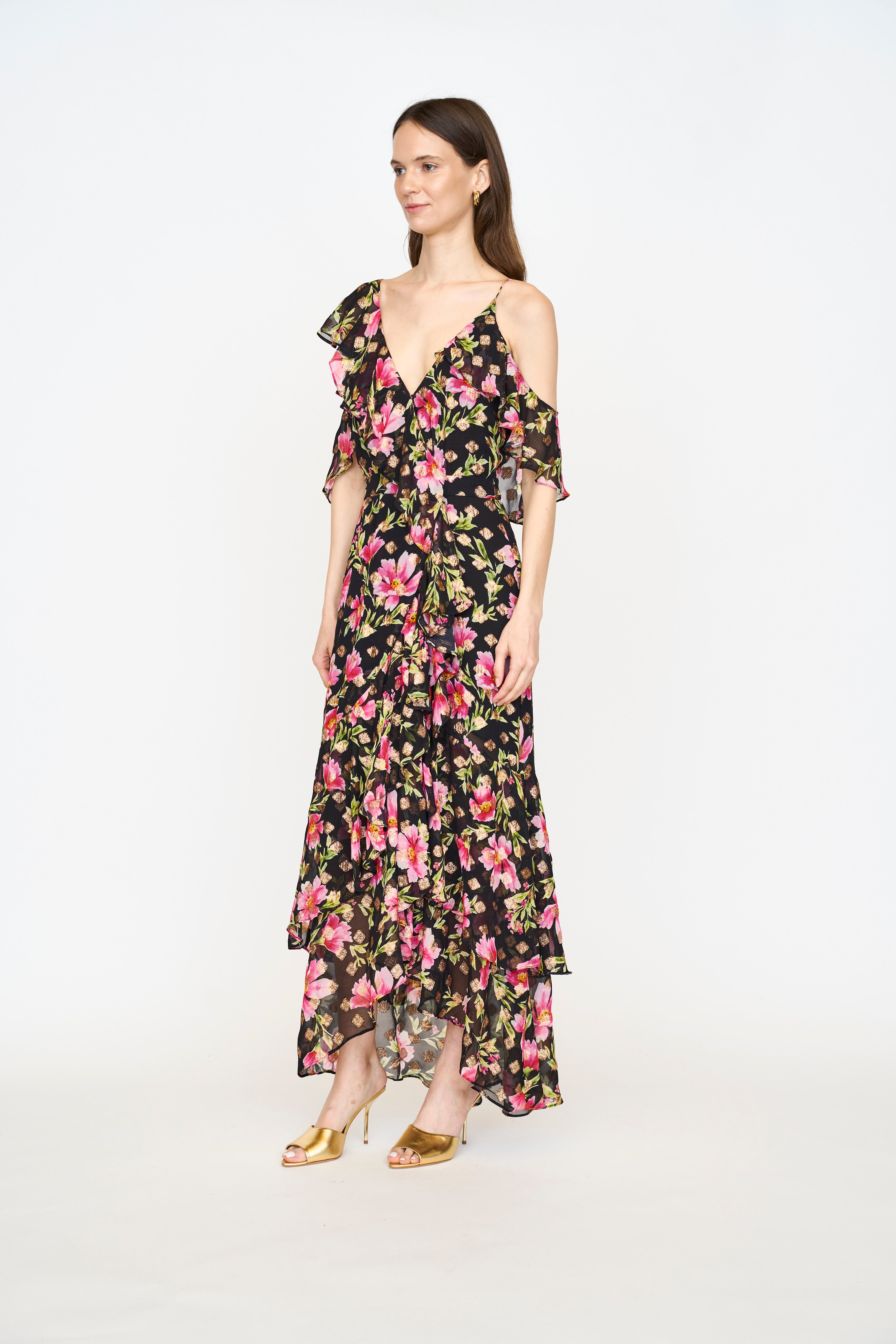 Anabelle Dress - Black Poinsettia