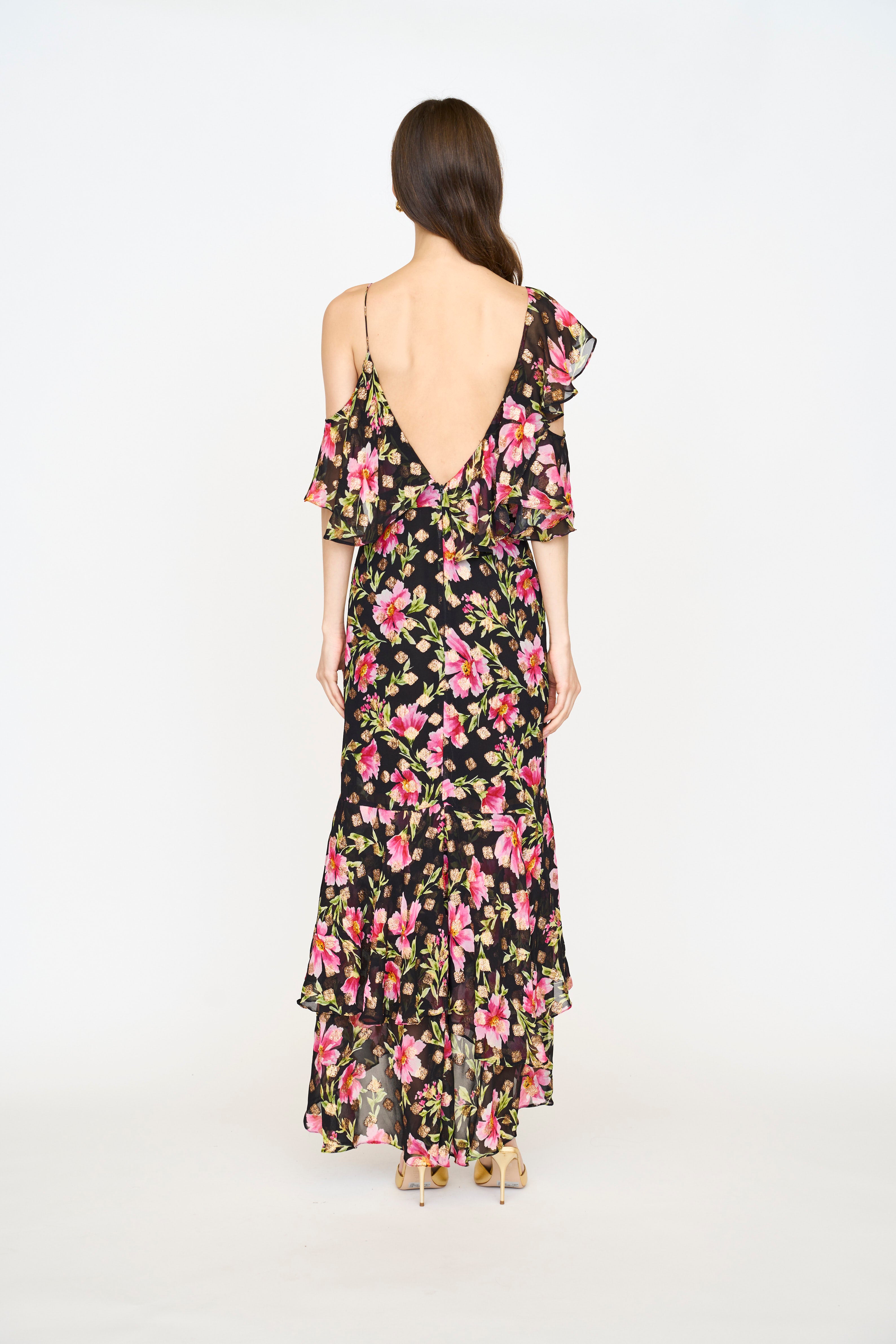 Anabelle Dress - Black Poinsettia