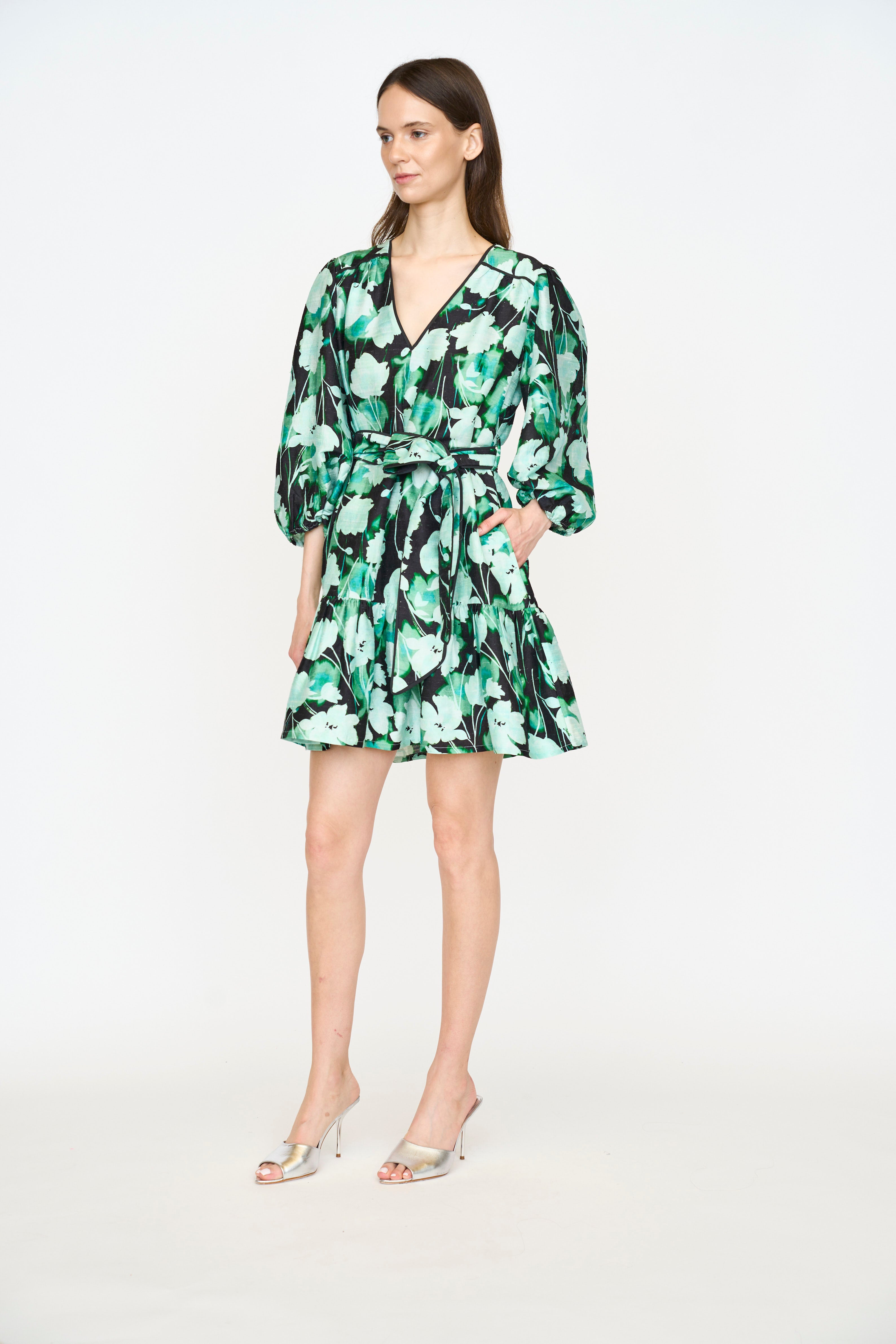 Adelaide Dress - Mint Shadow Flower