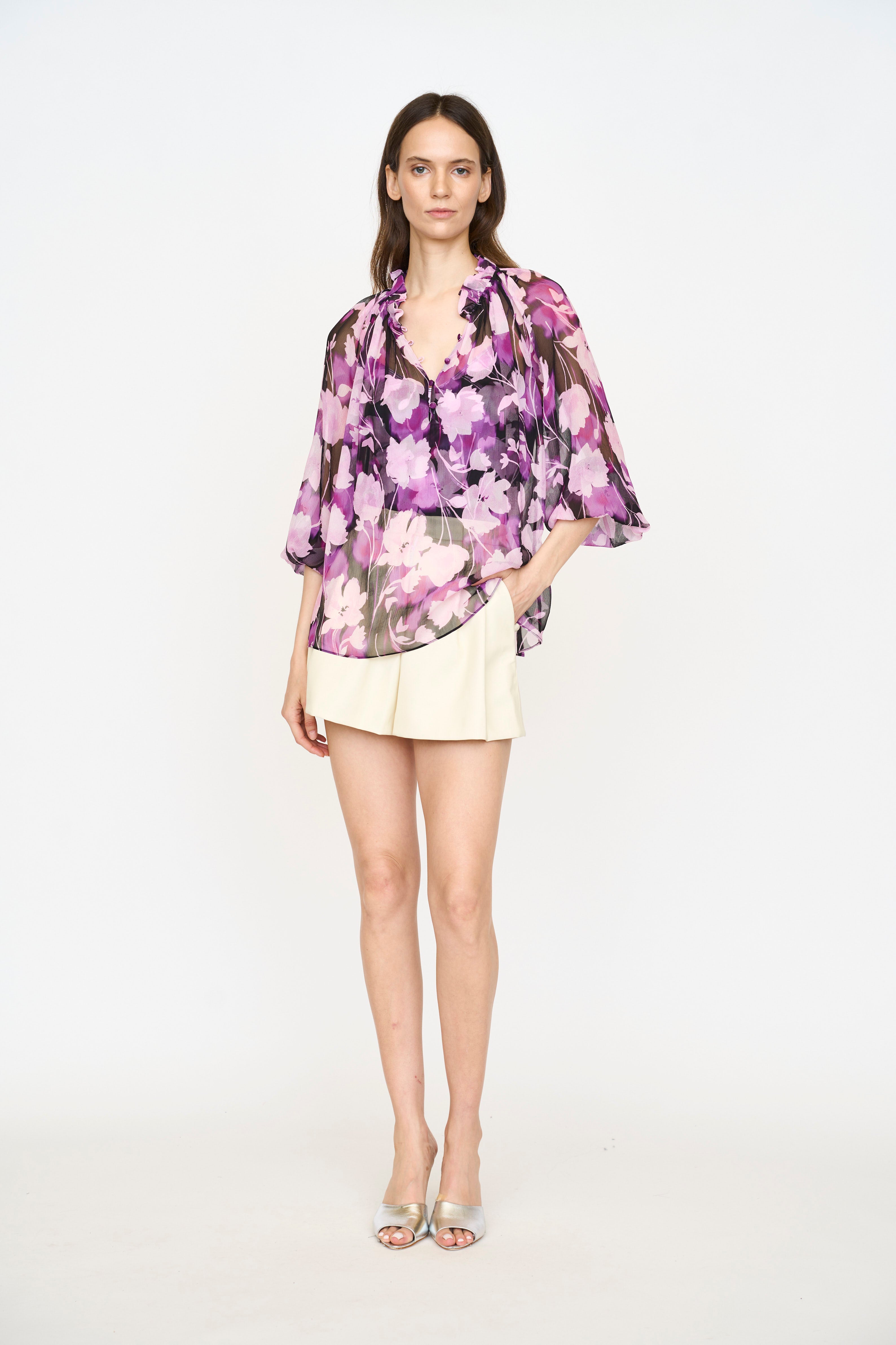 Karla Blouse - Violet Shadow Flower