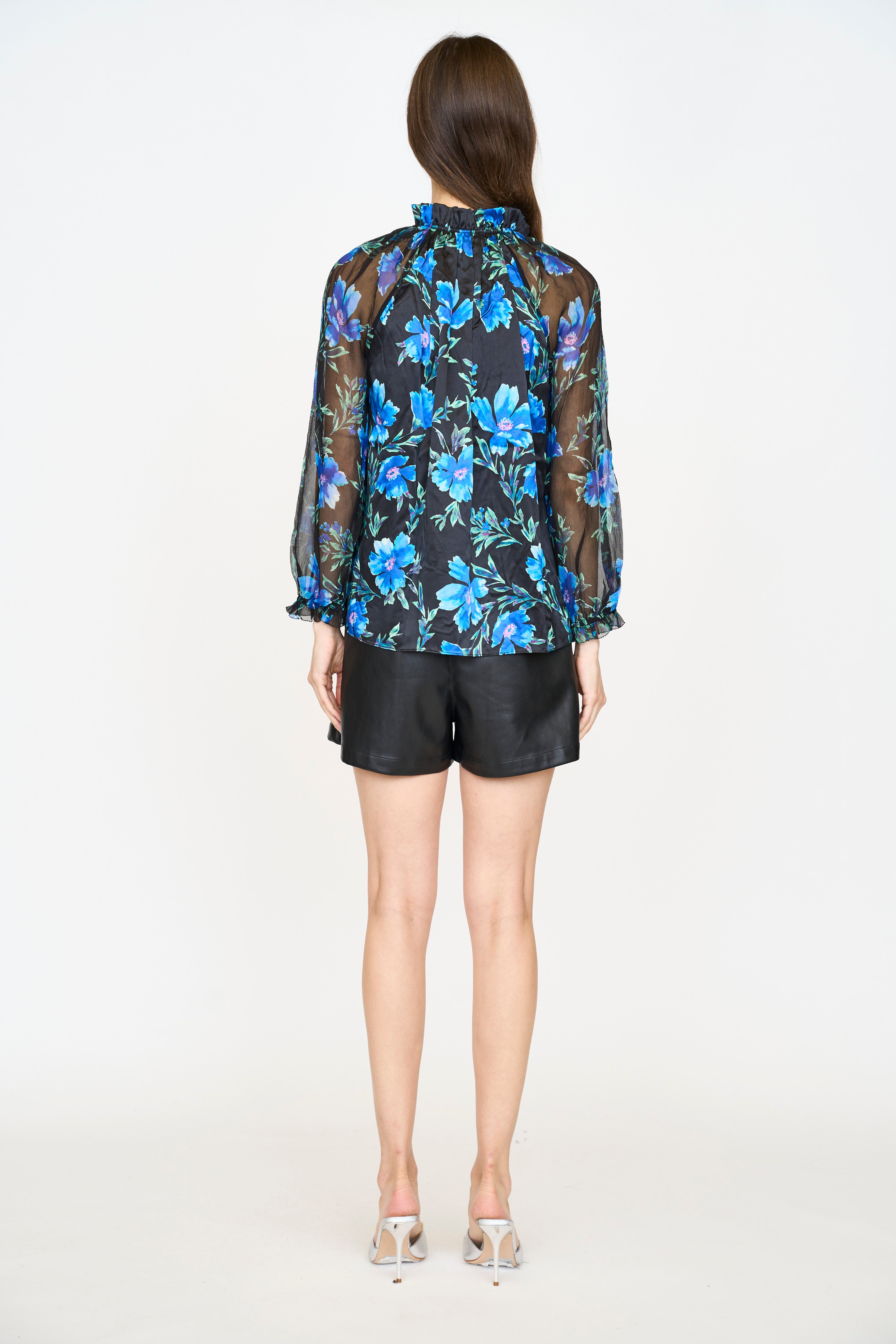 Karla Blouse - Sapphire Poinsettia