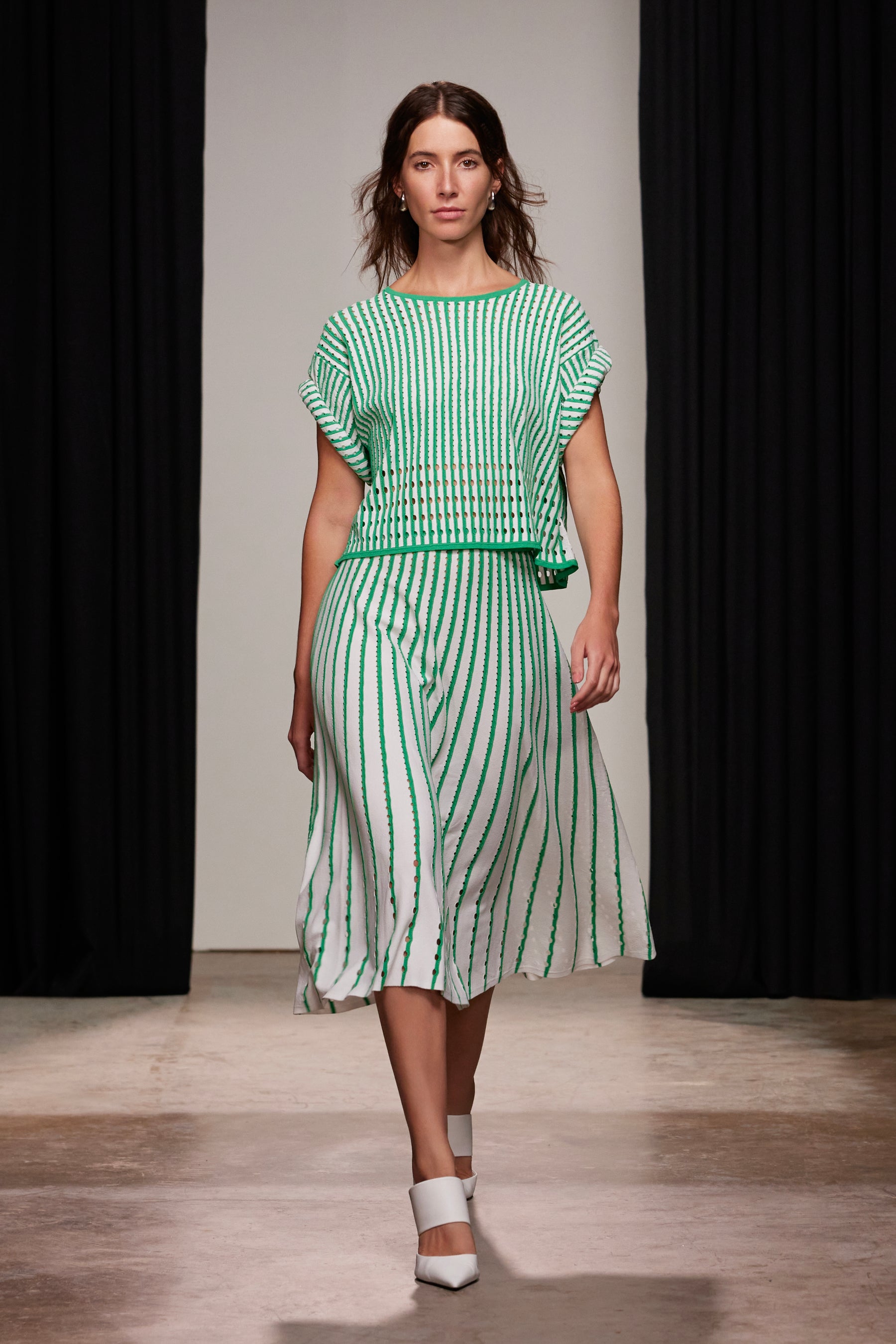 Nellie Top - Pinstripe Green