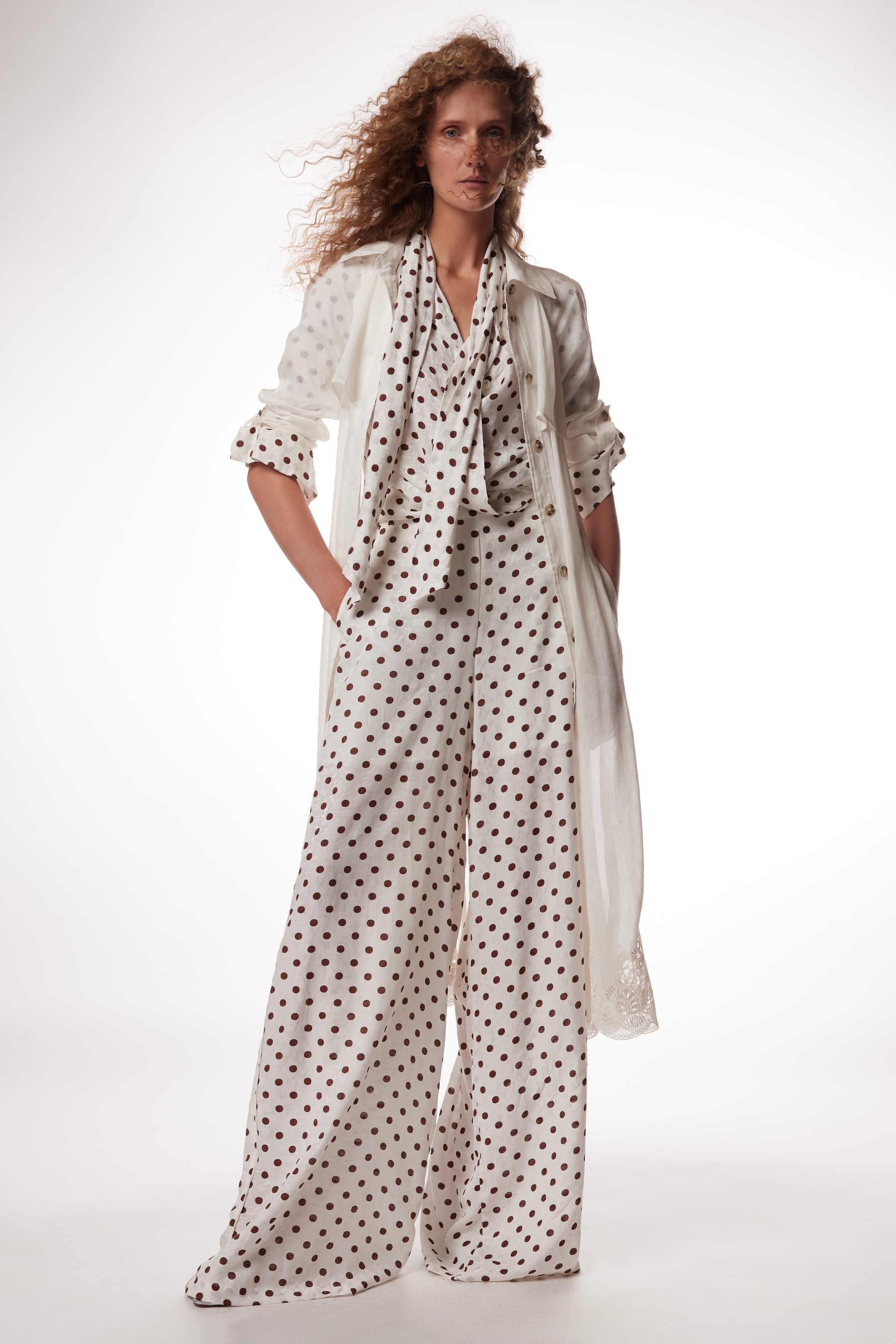Marta Pant - Brown Polka Dot