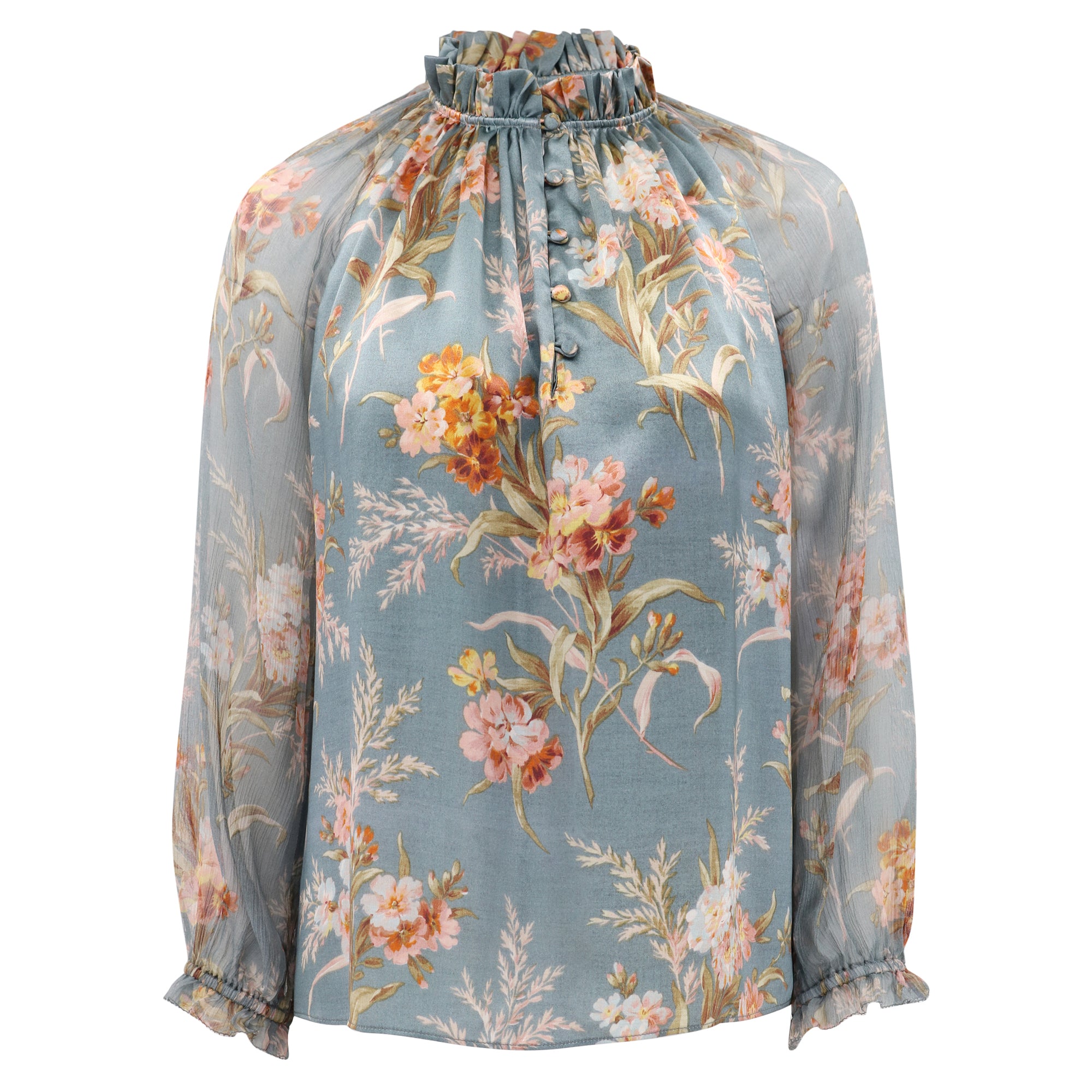 Karla Blouse - Blue Brocade