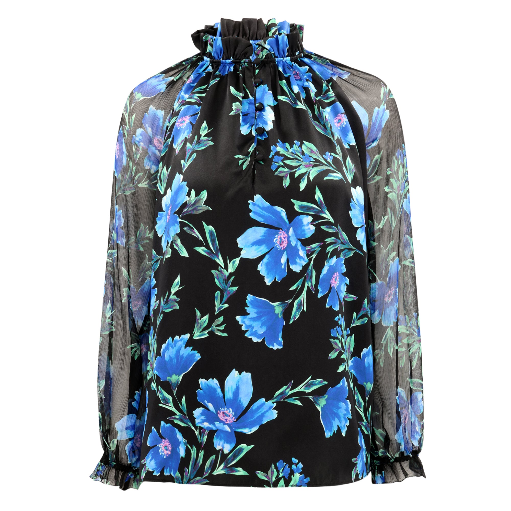 Karla Blouse - Sapphire Poinsettia