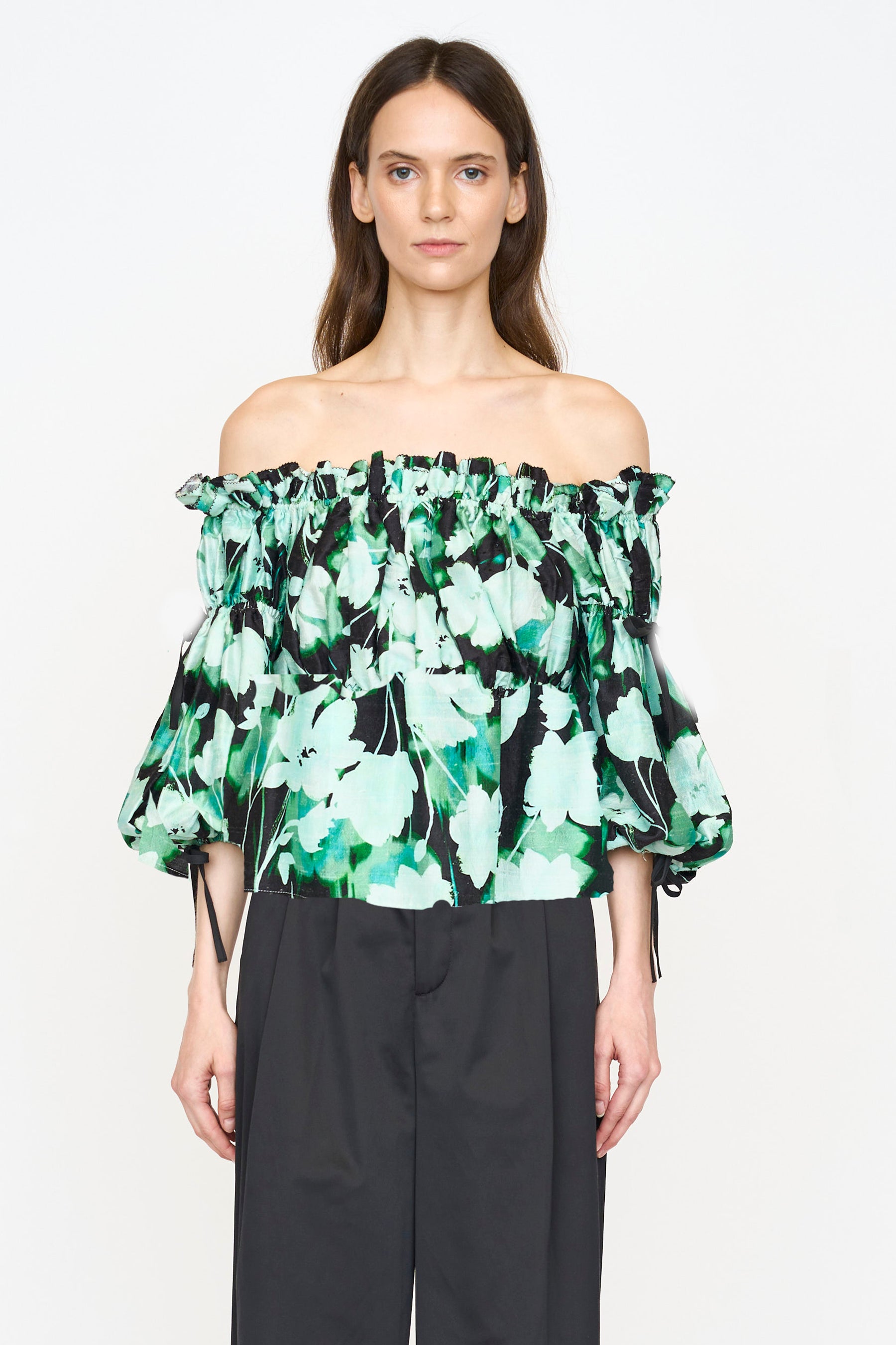 Regina Top - Mint Shadow Flower