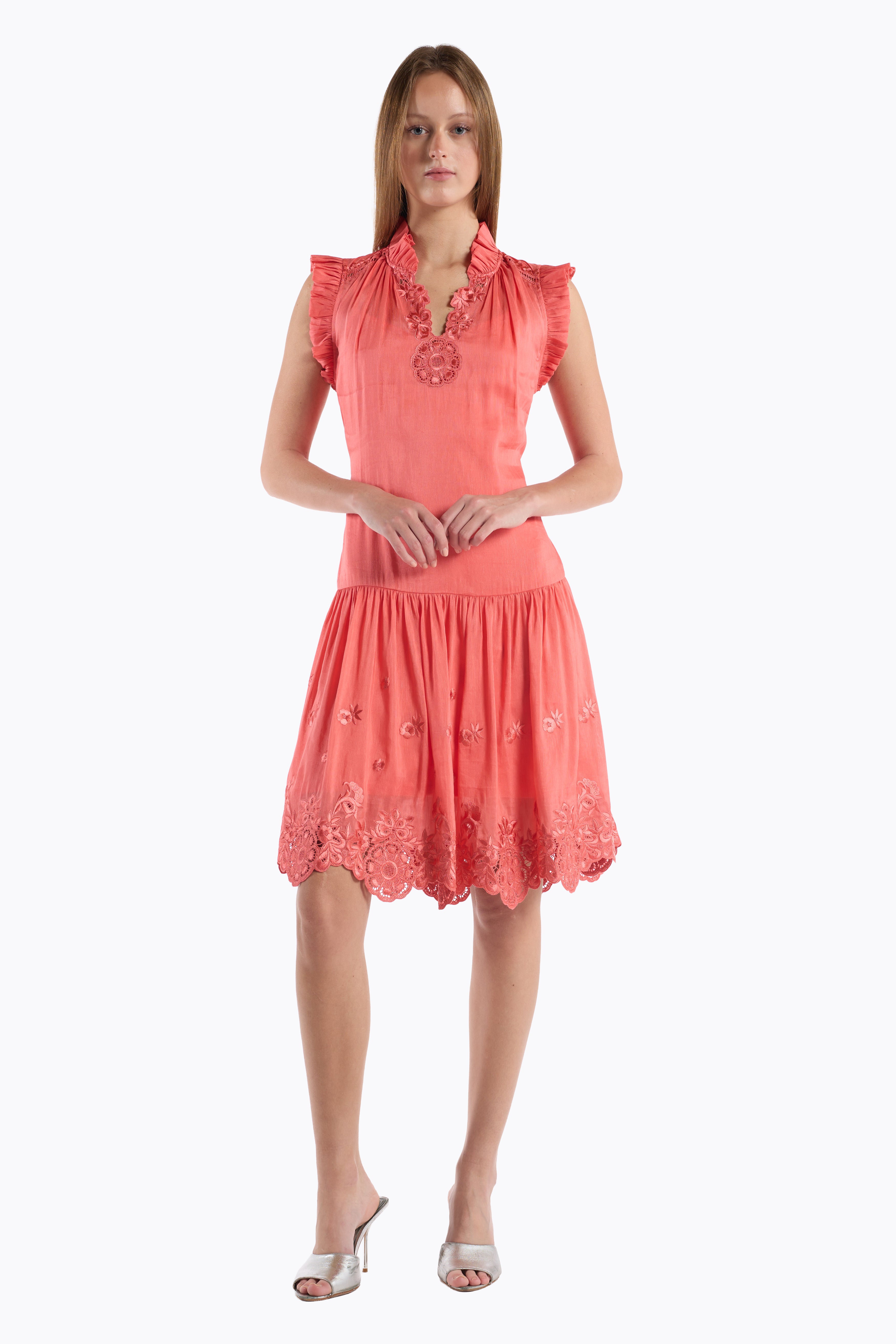 Bardot Dress - Coral