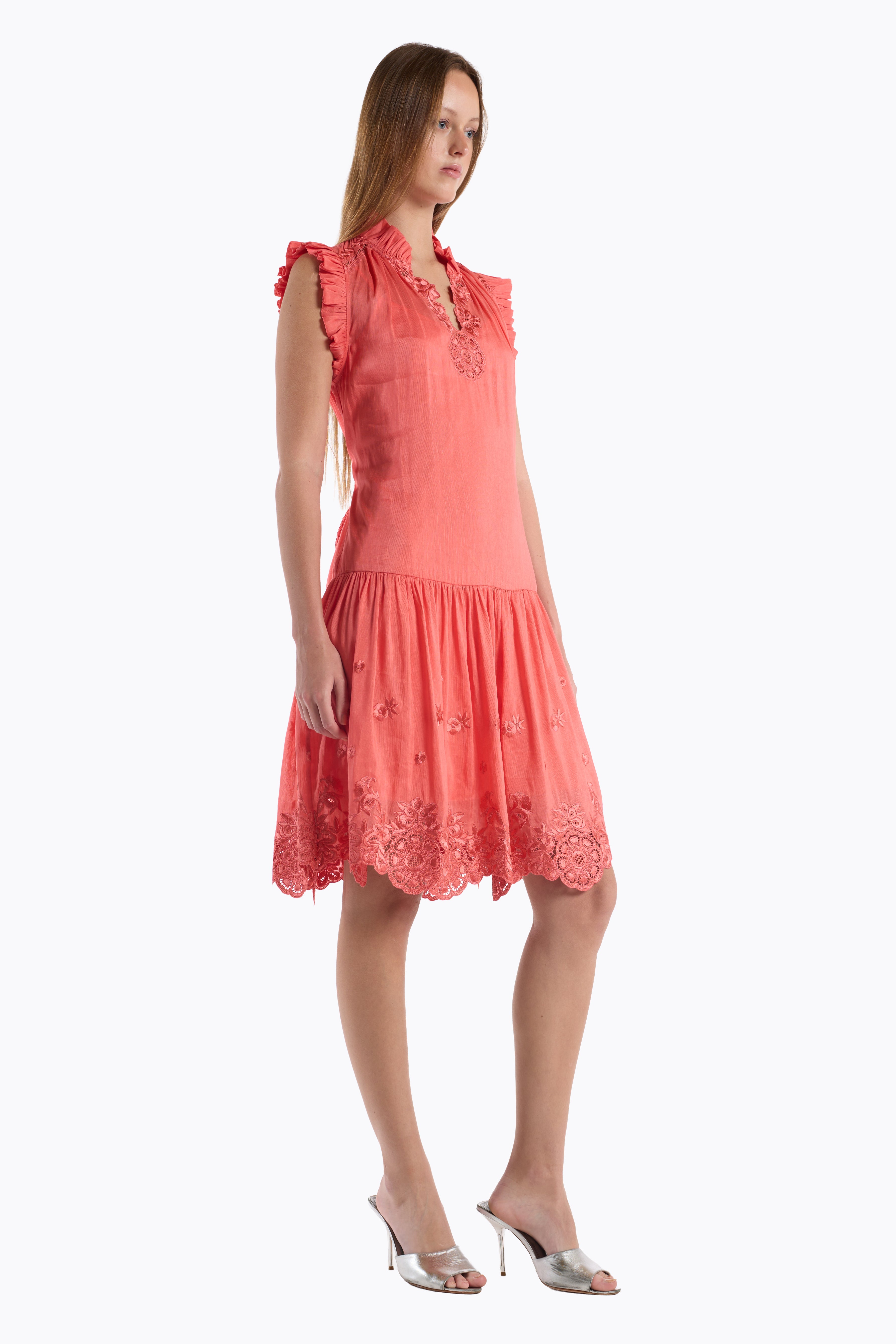 Bardot Dress - Coral