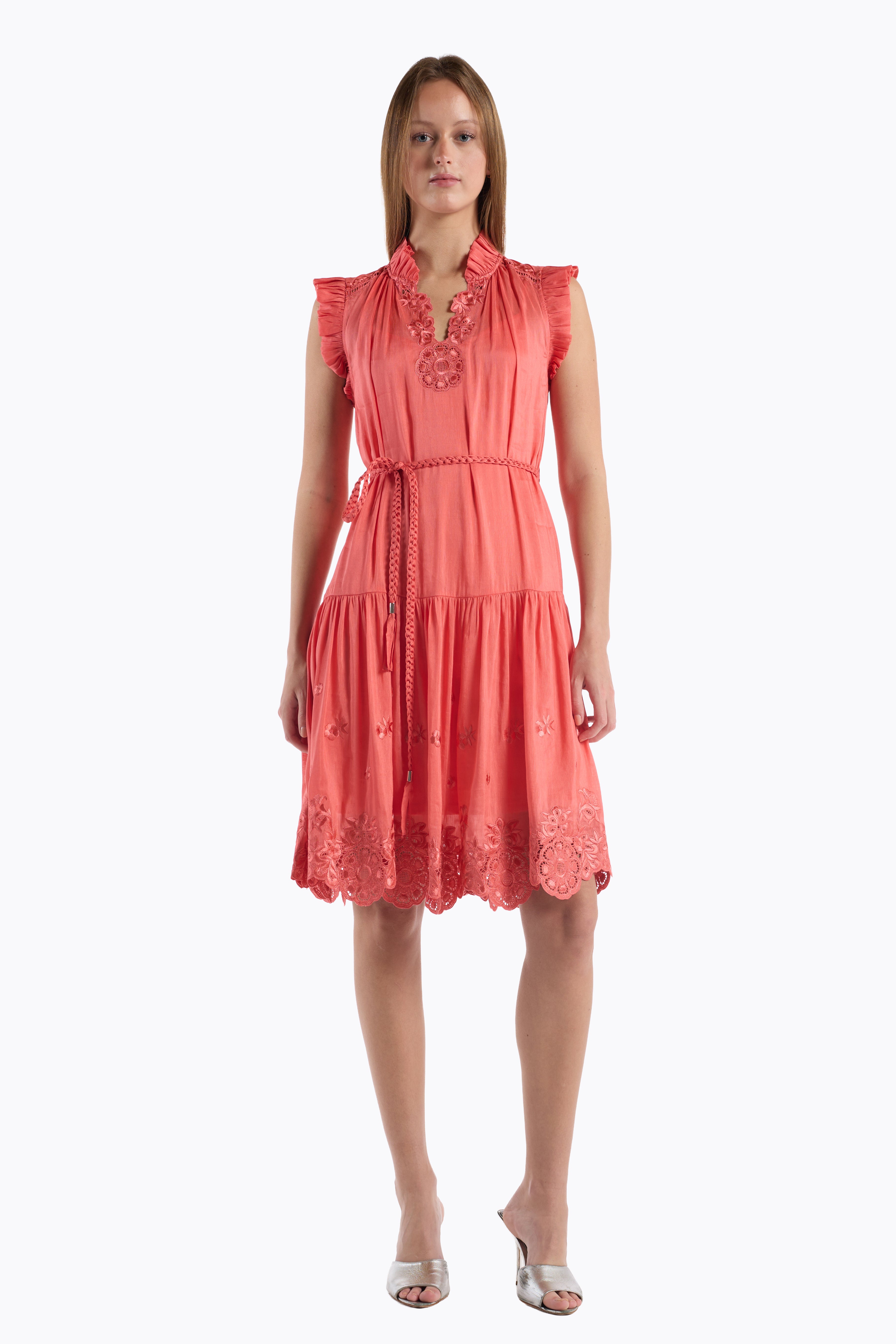 Bardot Dress - Coral