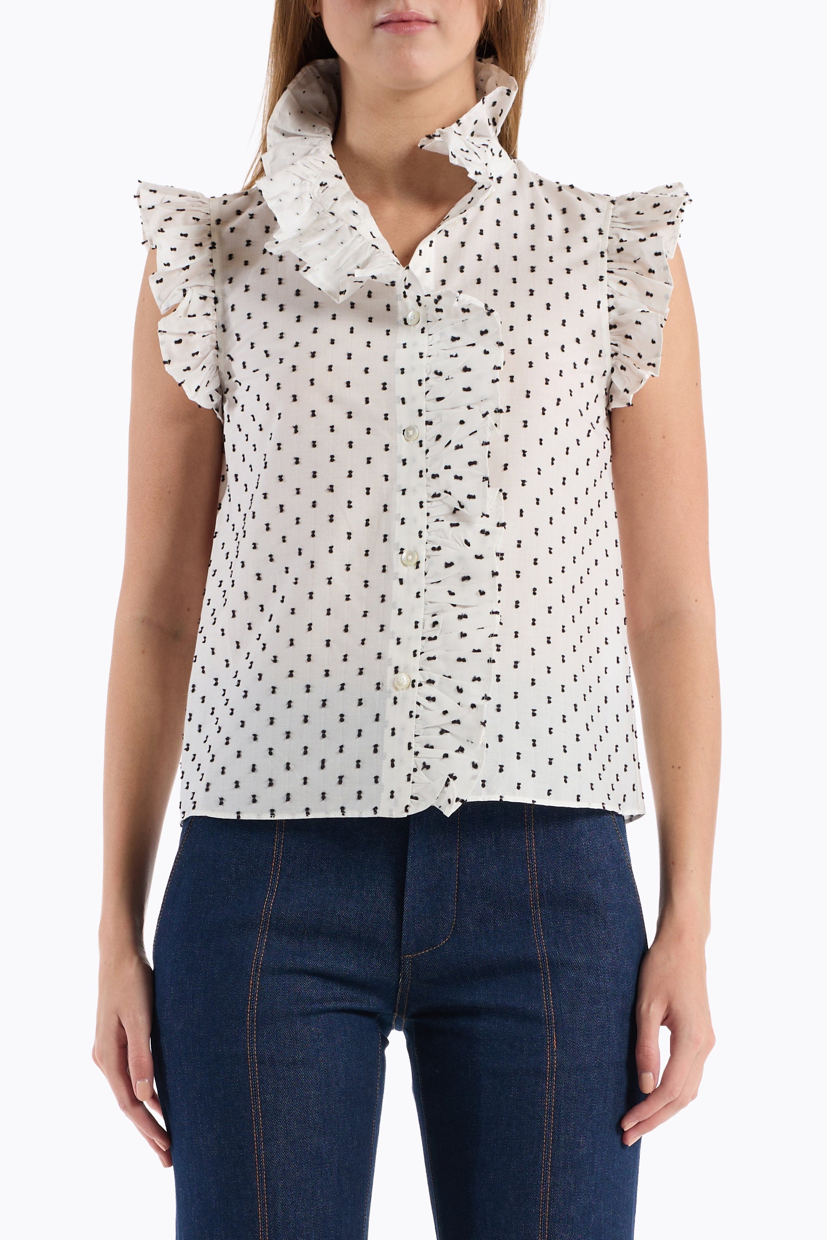 Marfa Top - White Black Dot