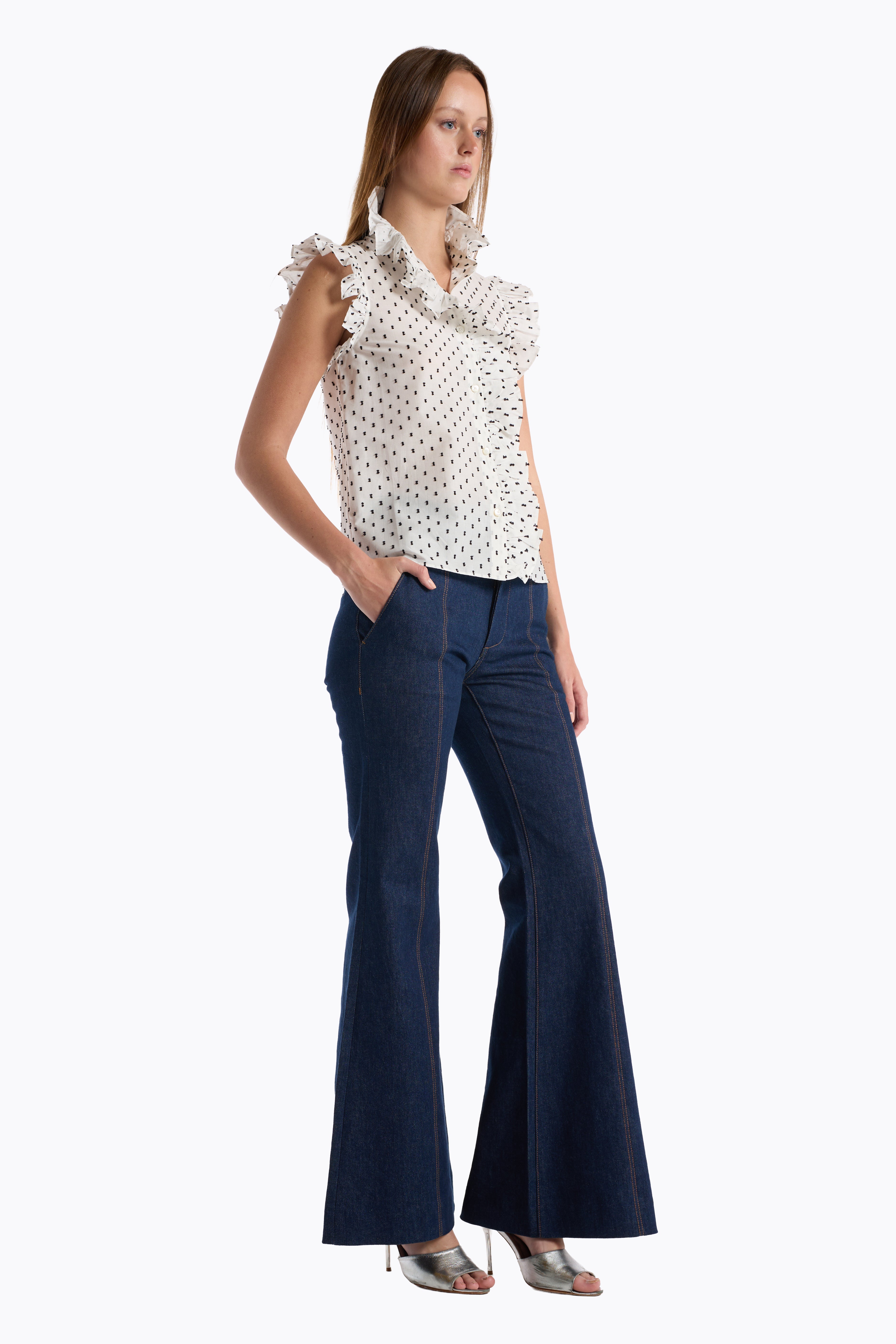 Marfa Top - White Black Dot