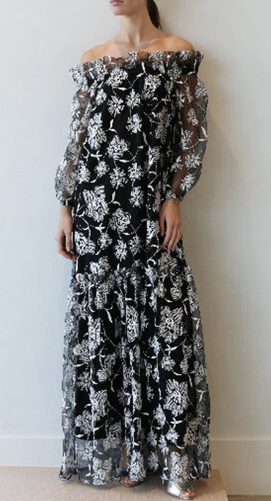 Shelby Dress - Black and White Embroidery