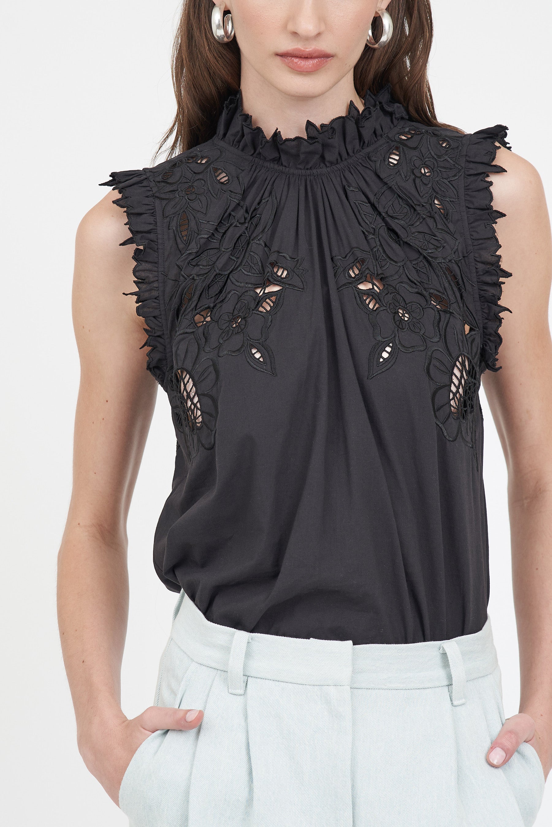 Nora Top - Black Embroidery