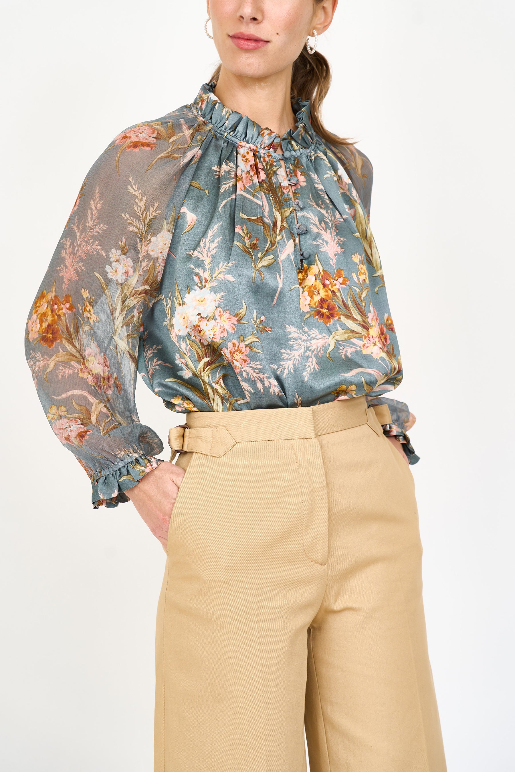 Karla Blouse - Blue Brocade