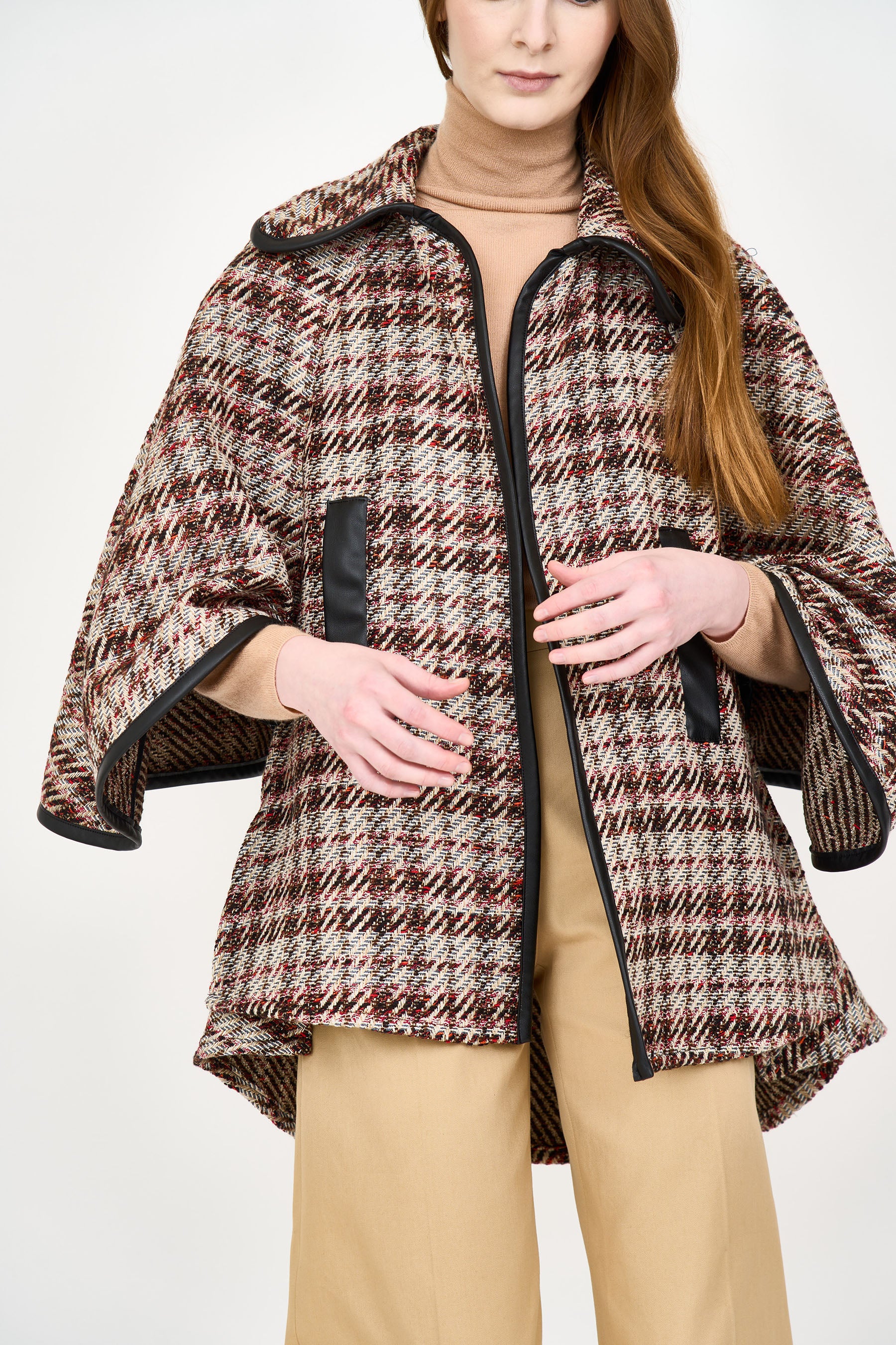 Romain Cape - Red Tweed