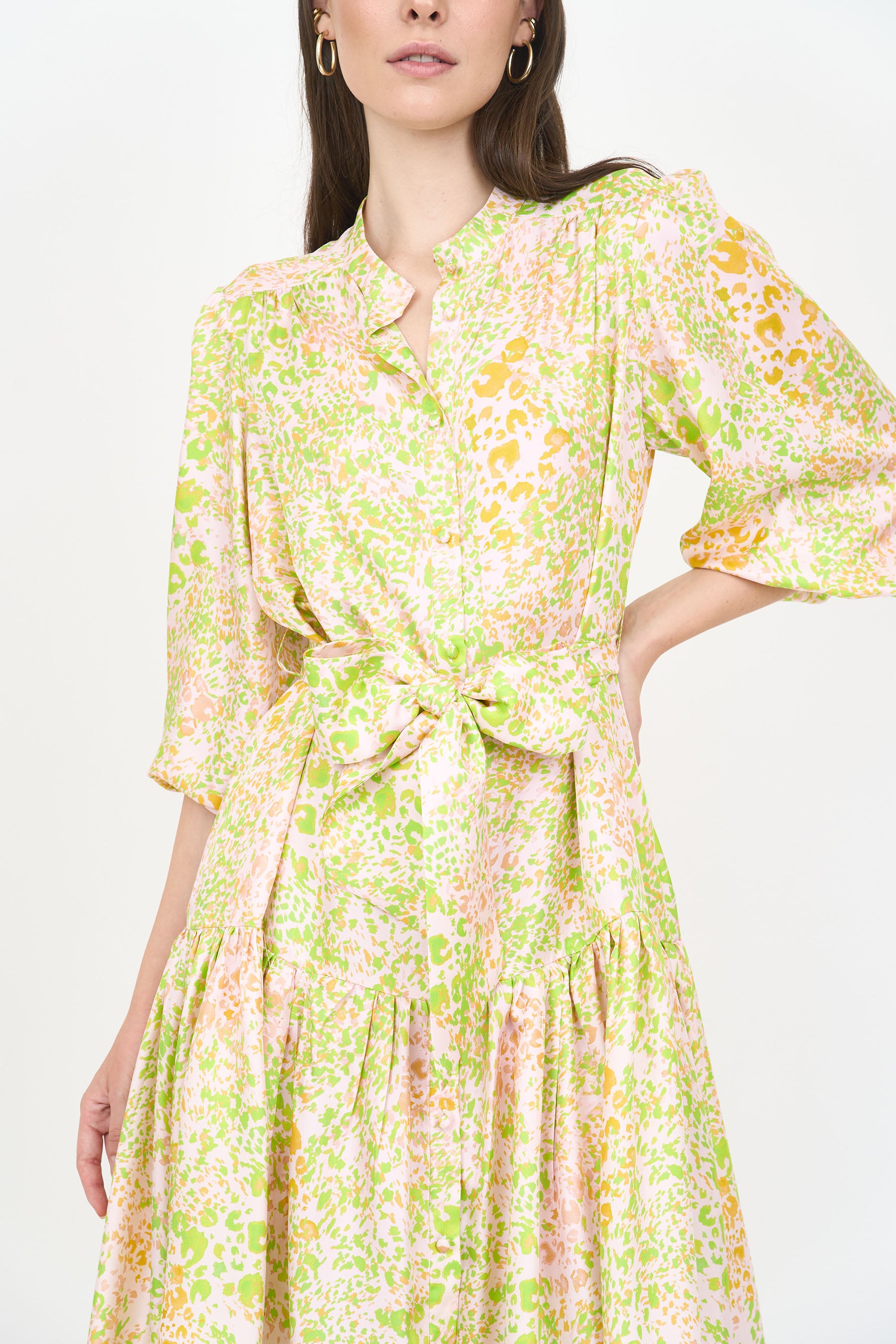 Lana Dress - Lime Leopard